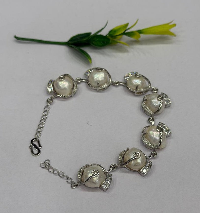 Exclusive Real Natural Fresh Water Pearl Bracelet With Certificate(D.No ADBLS331)