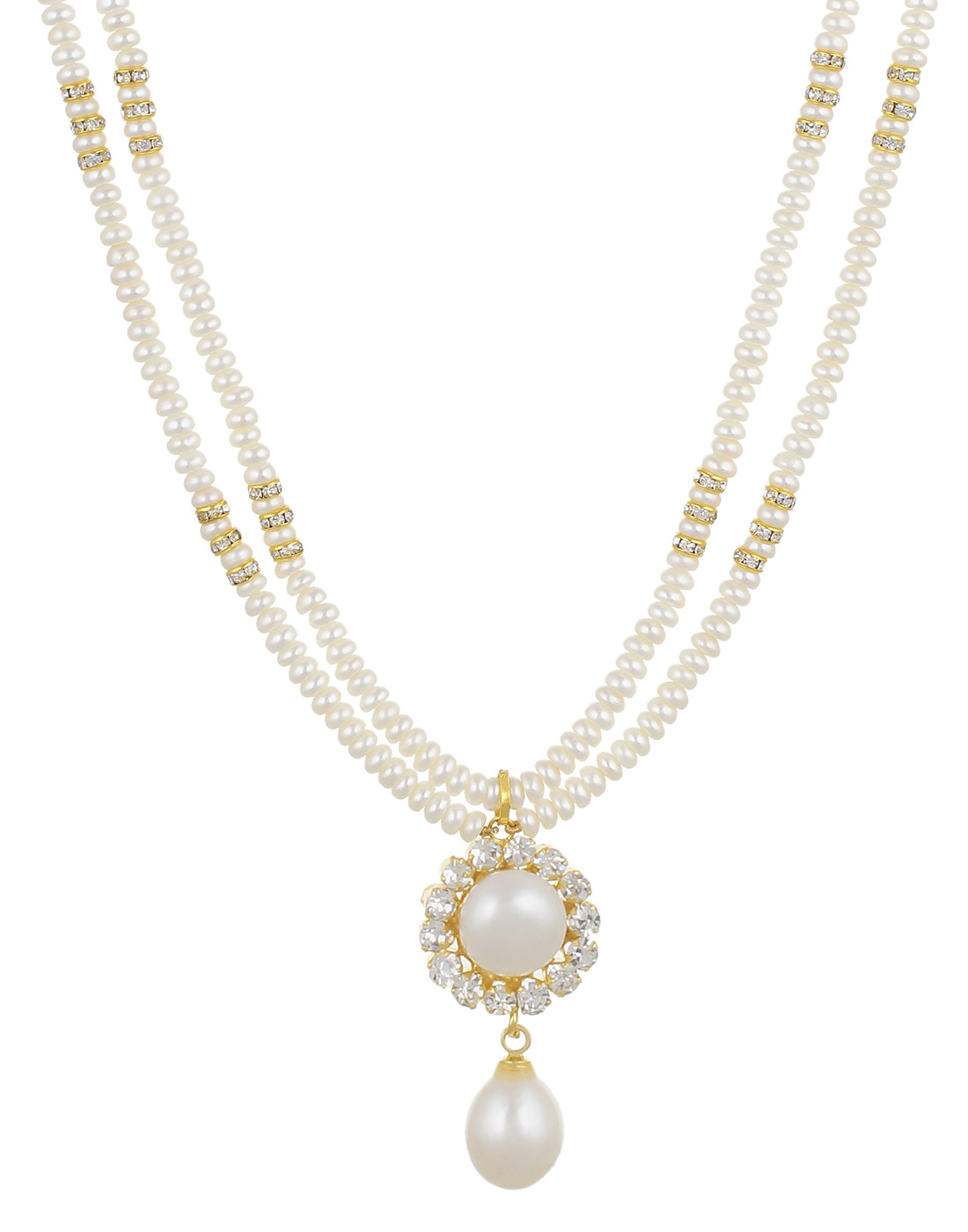 Real Natural Fresh Water Double String Pearl Set With Certificate For Women Girls 