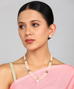 Real Natural Fresh Water Double String Pearl Set With Certificate For Women Girls 