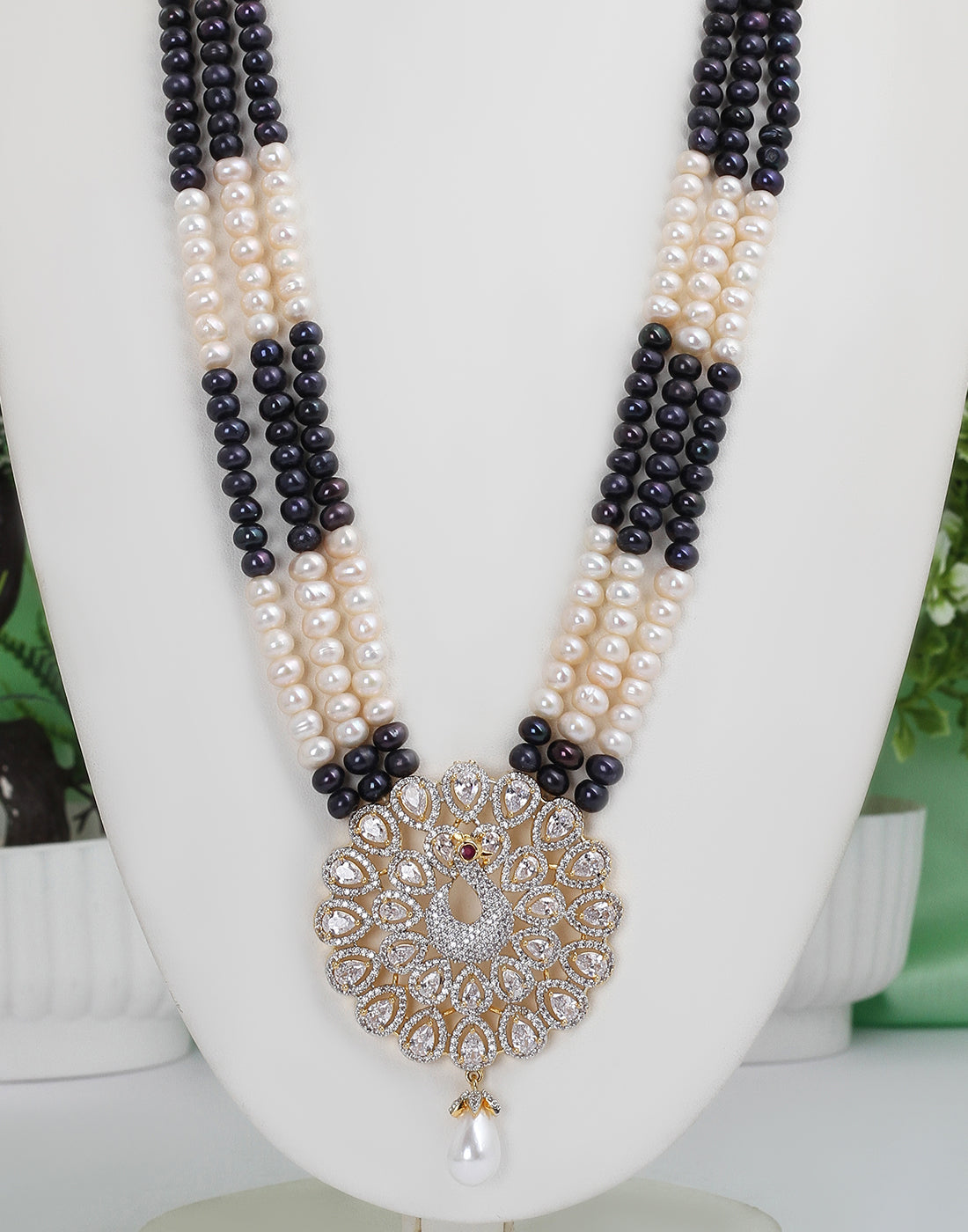 Real Natural Fresh Water Triple String Pearl Set With Certificate(D.No ADPRLS1537)