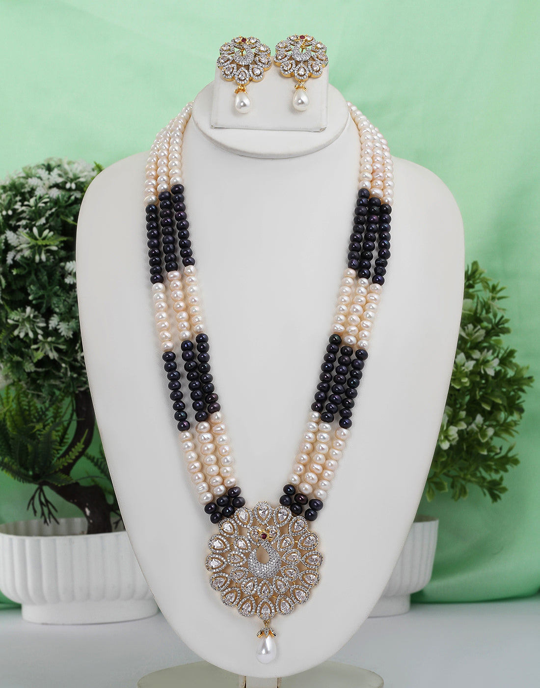 Real Natural Fresh Water Triple String Pearl Set With Certificate(D.No ADPRLS1537)