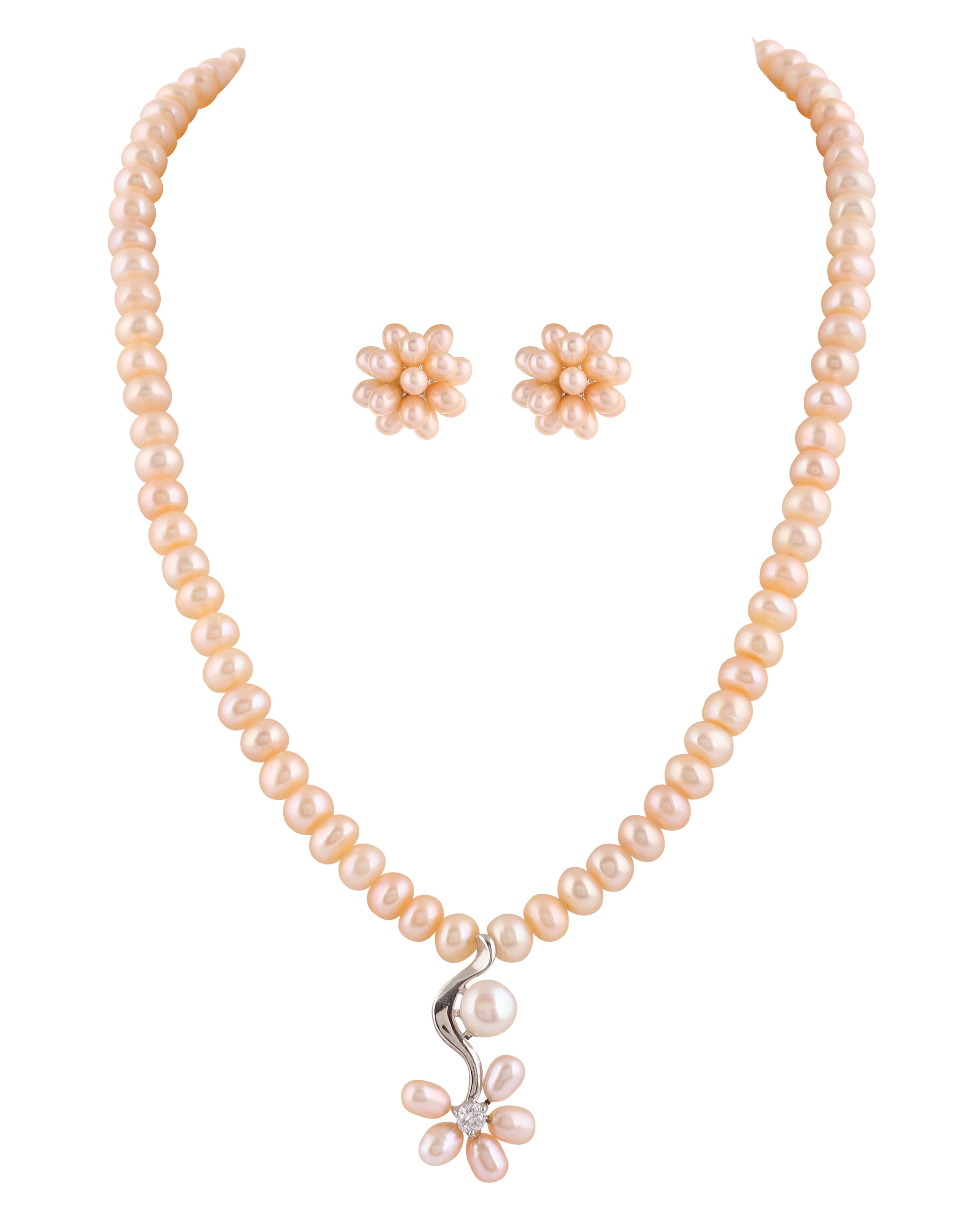 Real Natural Fresh Water Single String Pearl Set With Certificate(D.No ADPRLS2039)