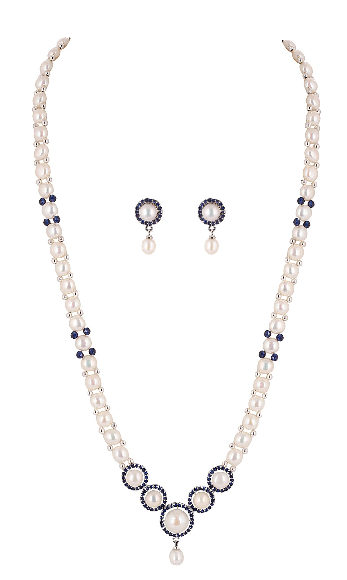 Real Natural Fresh Water Button Pearl Set For Women With Certificate(D.No ADPRLS2083)