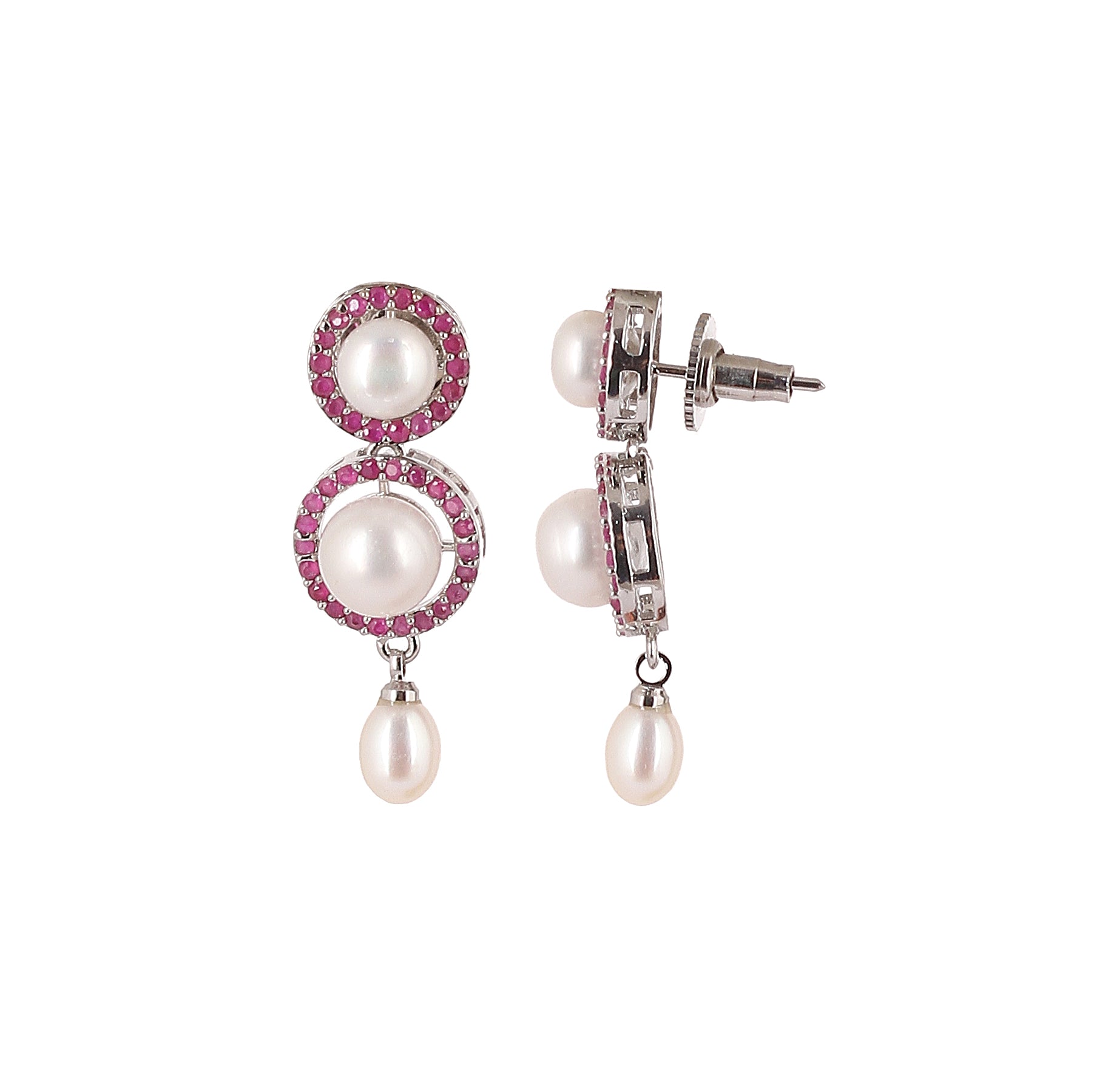 Real Natural Fresh Water Button Pearls Set For Women With Certificate
