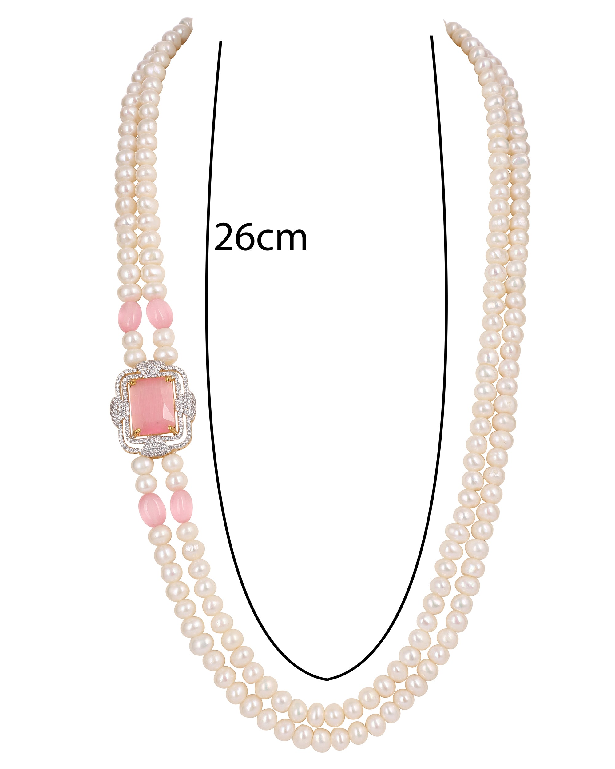 Real Natural Fresh Water Double String Pearl Set With Certificate