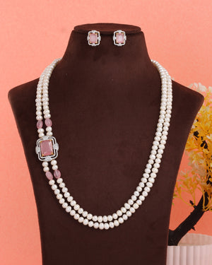 Real Natural Fresh Water Double String Pearl Set With Certificate