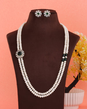 Real Natural Fresh Water Double String Pearl Set With Certificate