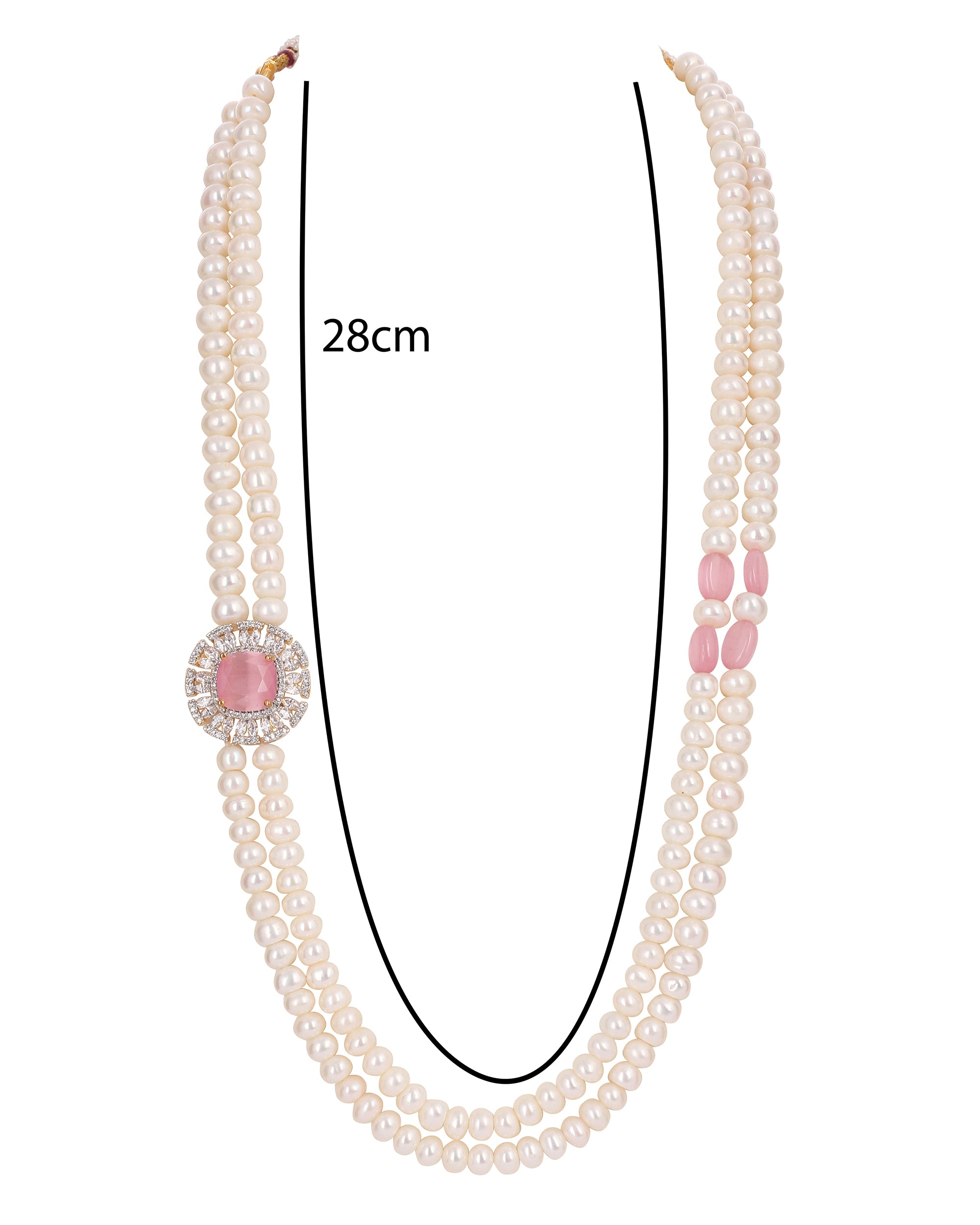 Real Natural Fresh Water Double String Pearl Set With Certificate