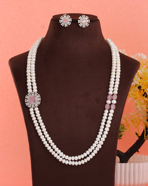 Real Natural Fresh Water Double String Pearl Set With Certificate
