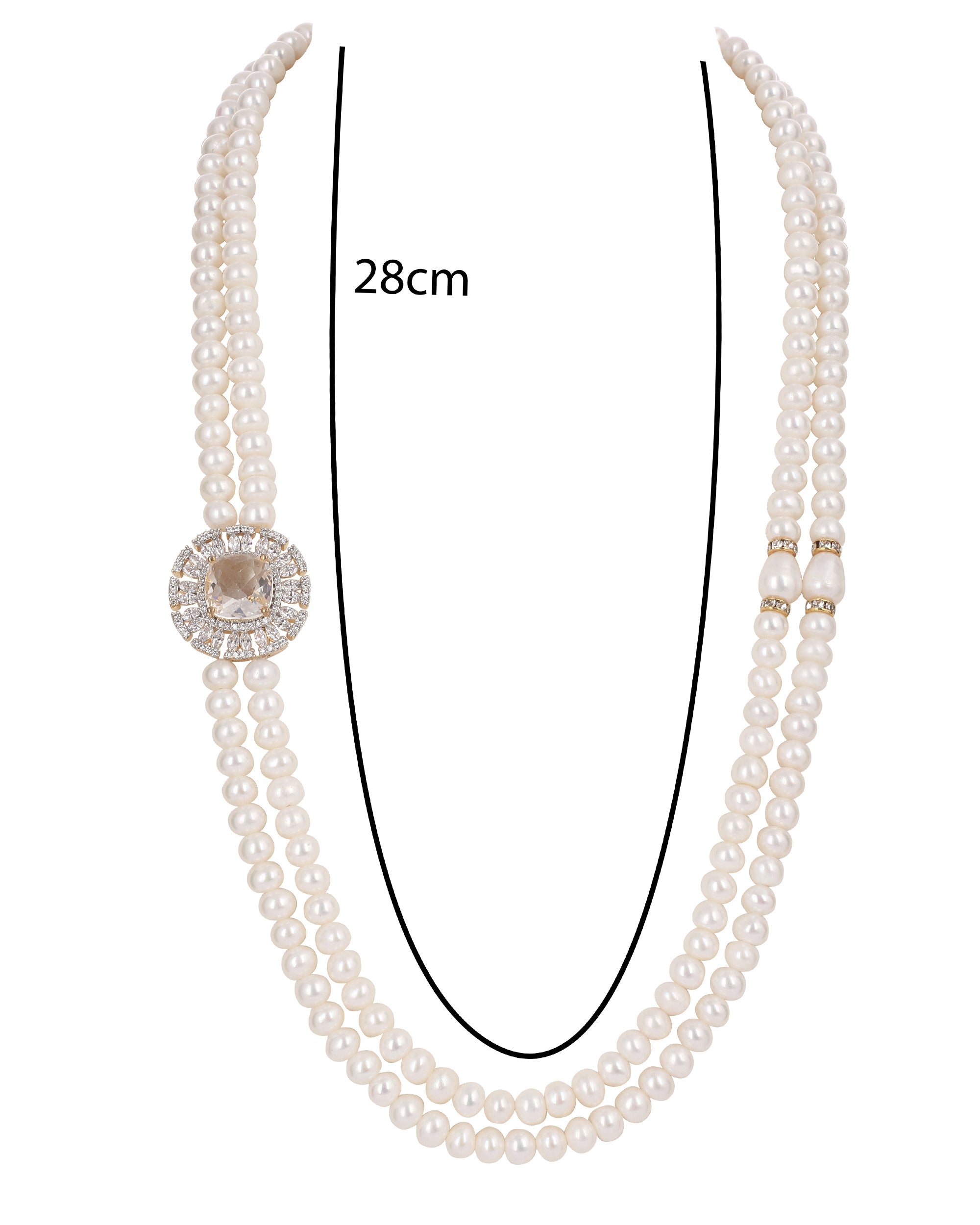 Real Natural Fresh Water Double String Pearl Set With Certificate
