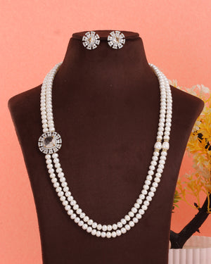 Real Natural Fresh Water Double String Pearl Set With Certificate