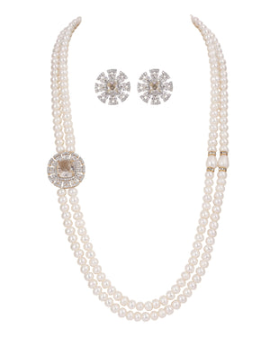 Real Natural Fresh Water Double String Pearl Set With Certificate