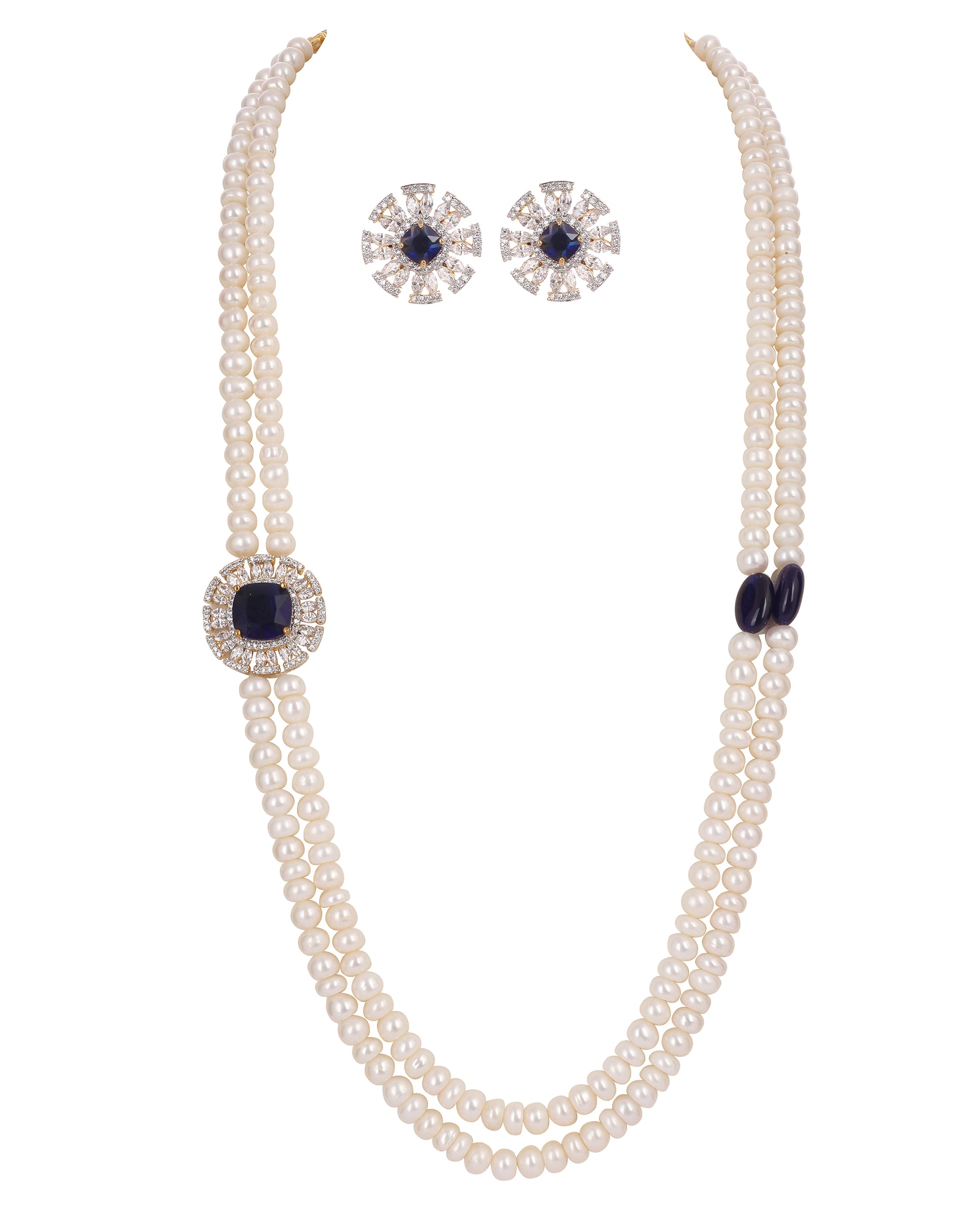 Real Natural Fresh Water Double String Pearl Set With Certificate