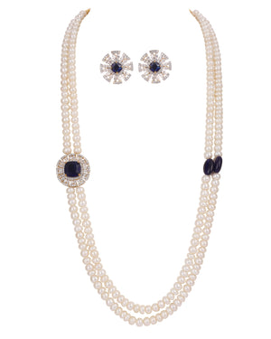 Real Natural Fresh Water Double String Pearl Set With Certificate