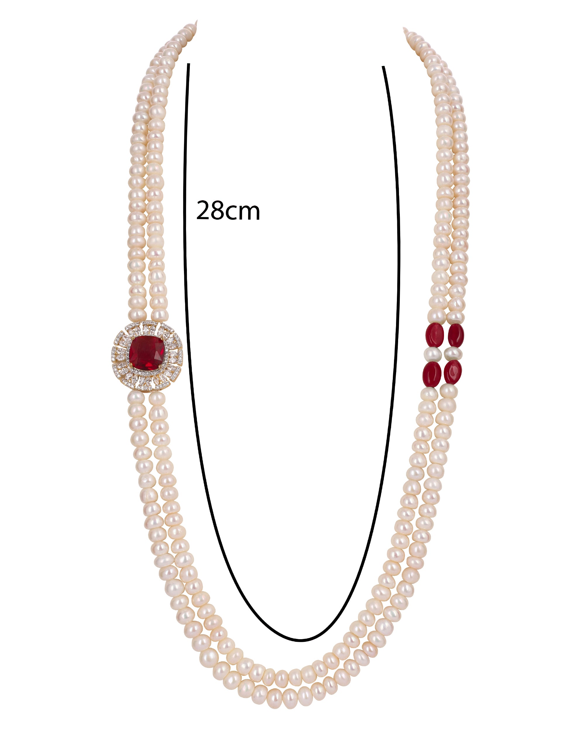 Real Natural Fresh Water Double String Pearl Set With Certificate