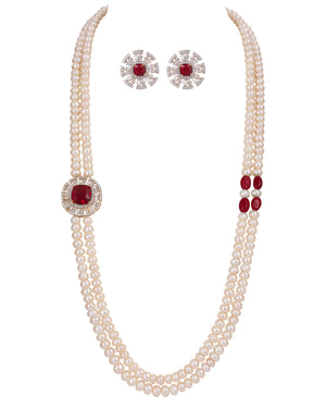 Real Natural Fresh Water Double String Pearl Set With Certificate