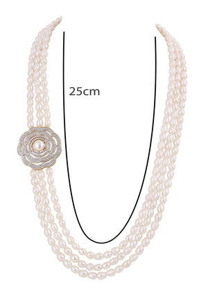Real Natural Fresh Water Triple String Pearl Set With Certificate