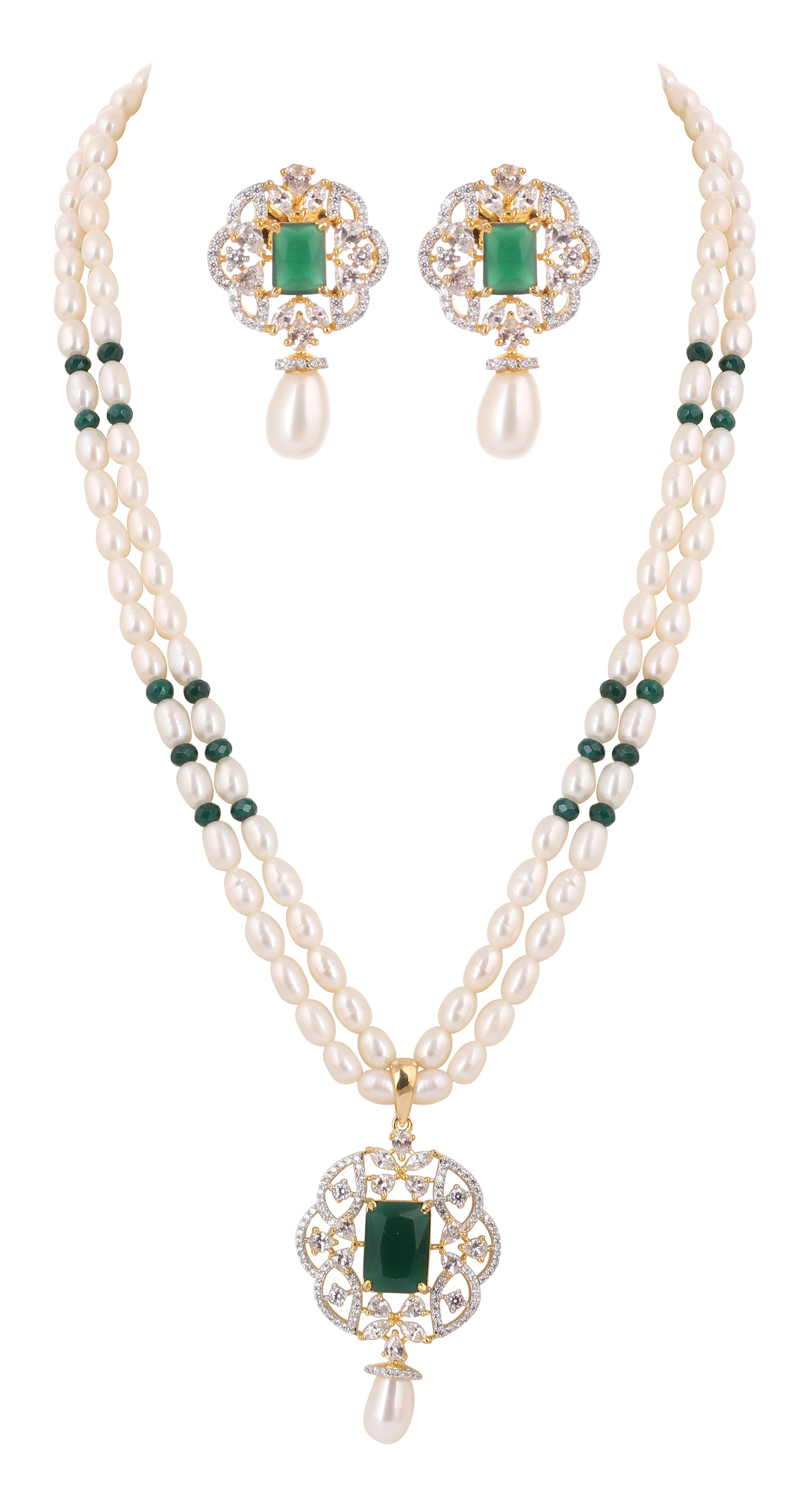 Real Natural Fresh Water Double String Pearls Set For Women With Certificate
