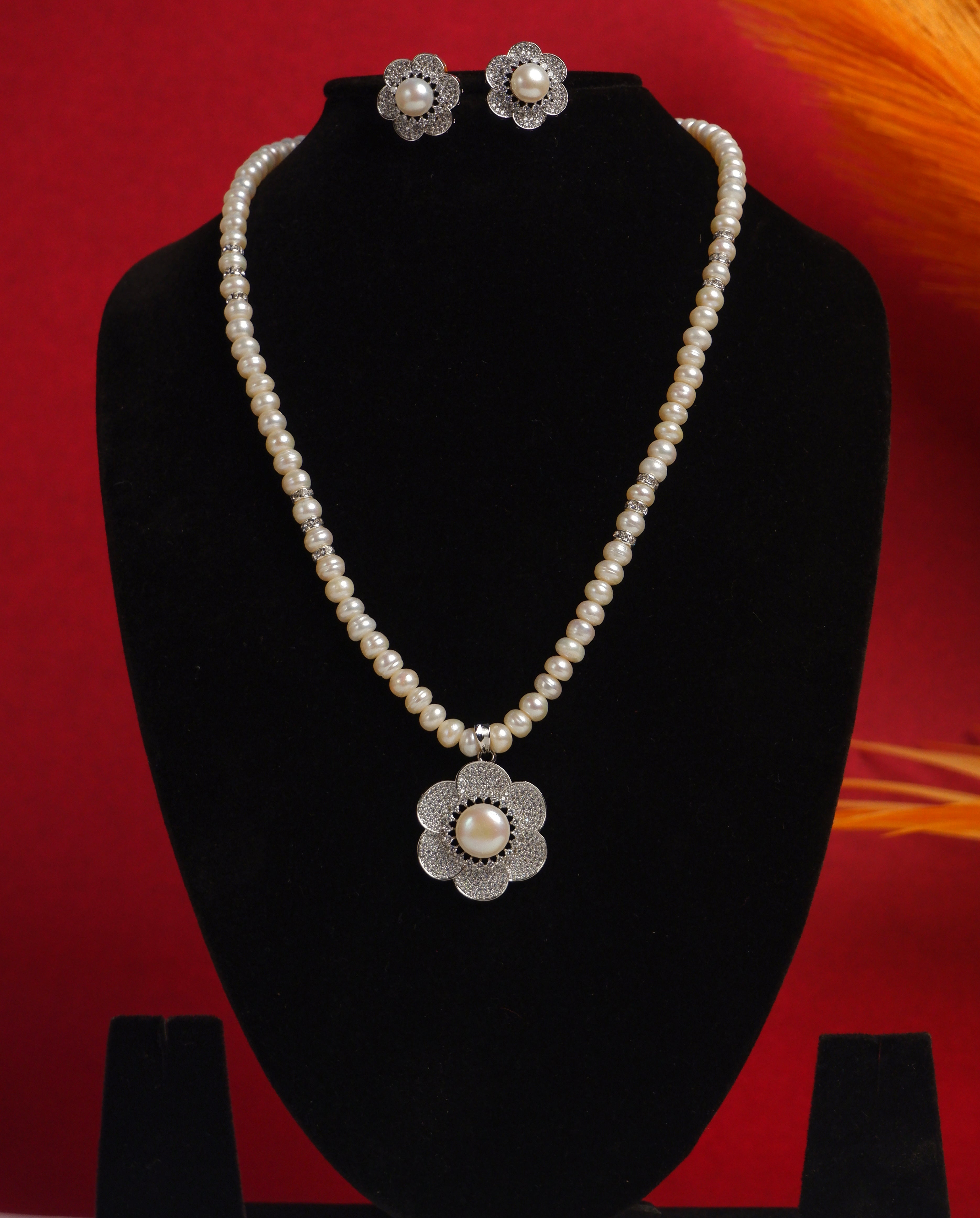 Real Natural Fresh Water Single String Pearls Set For Women With Certificate