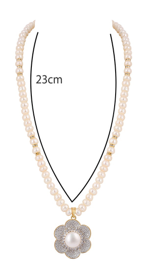 Real Natural Fresh Water Single String Pearls Set For Women With Certificate