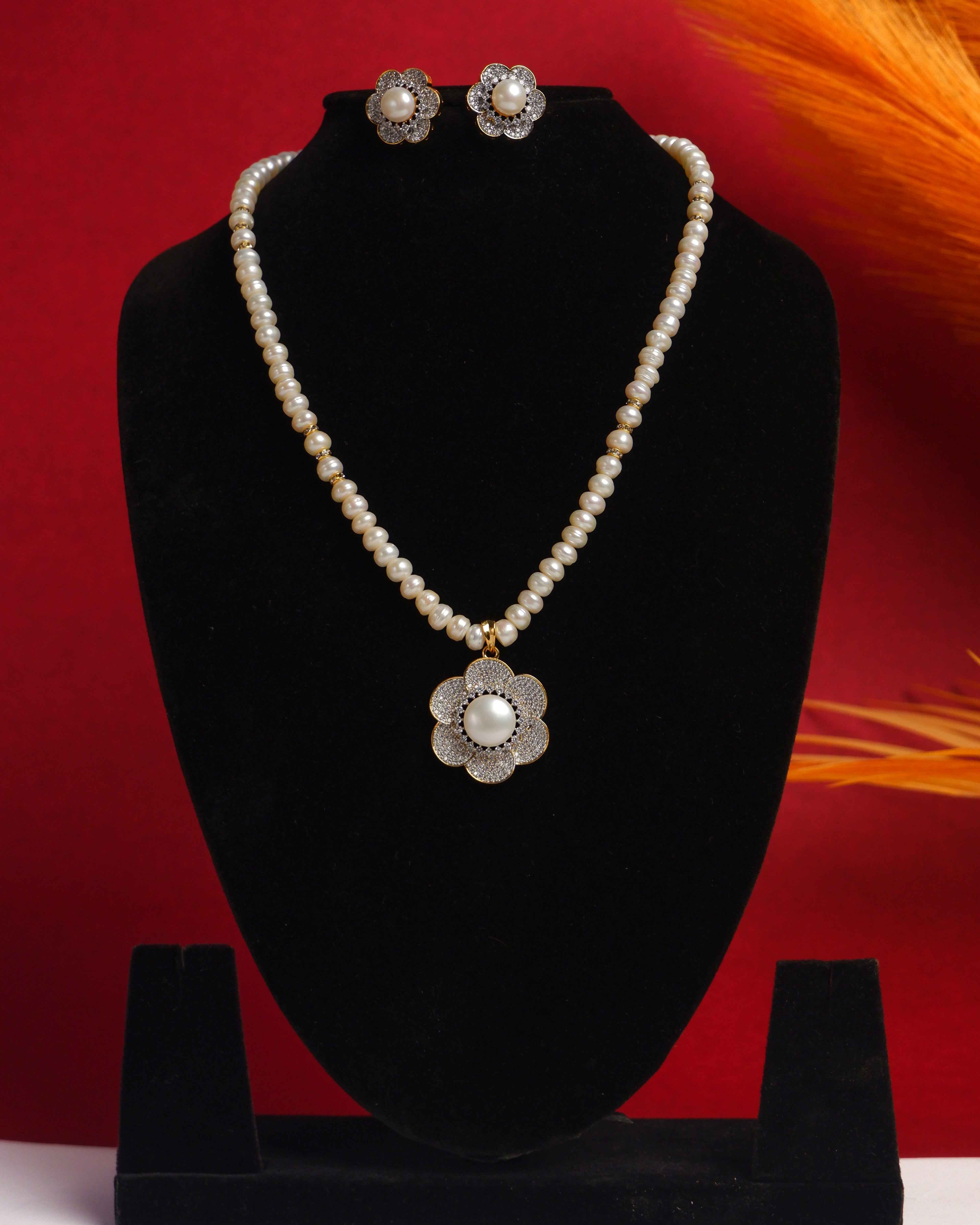 Real Natural Fresh Water Single String Pearls Set For Women With Certificate