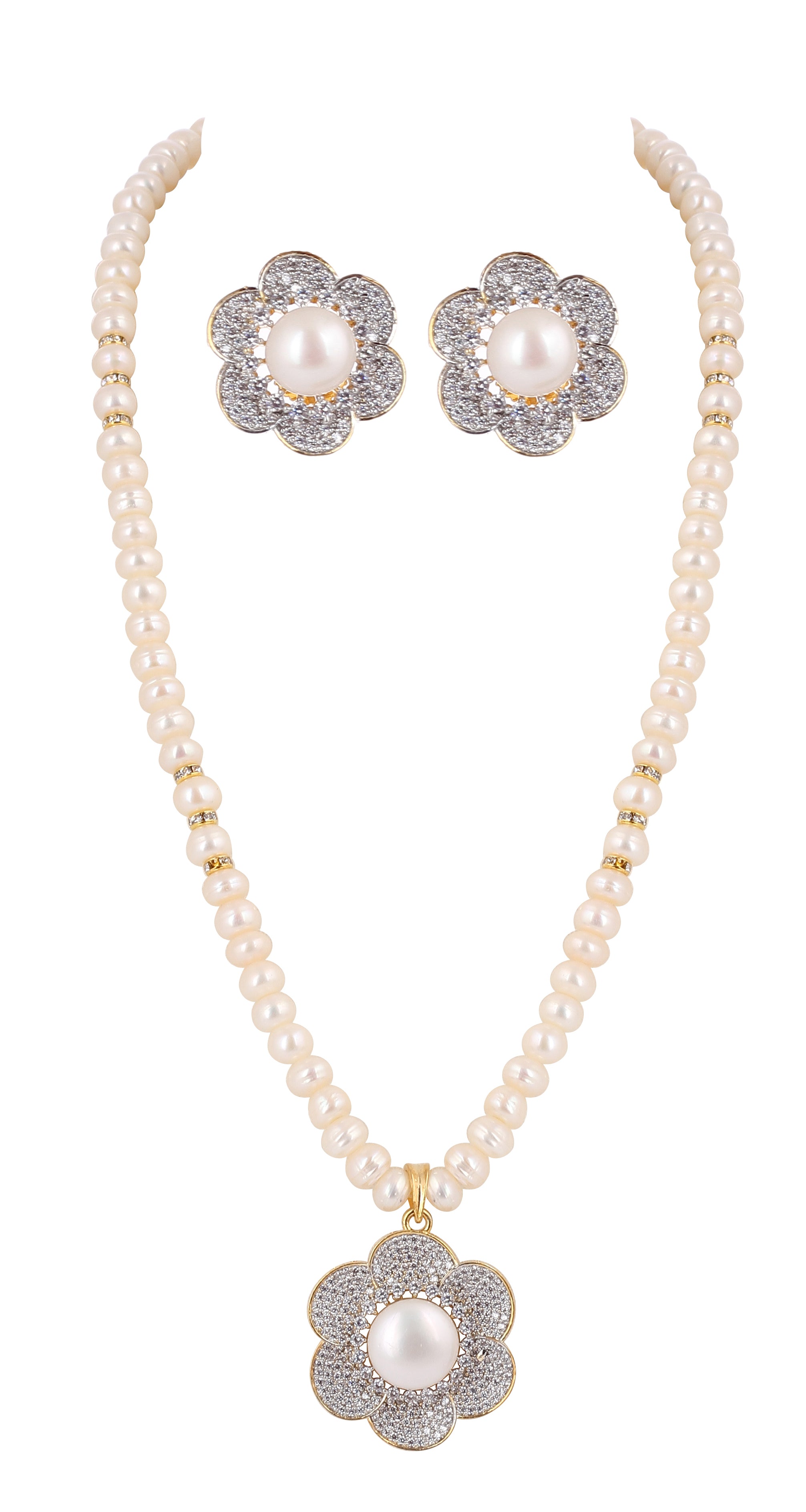 Real Natural Fresh Water Single String Pearls Set For Women With Certificate
