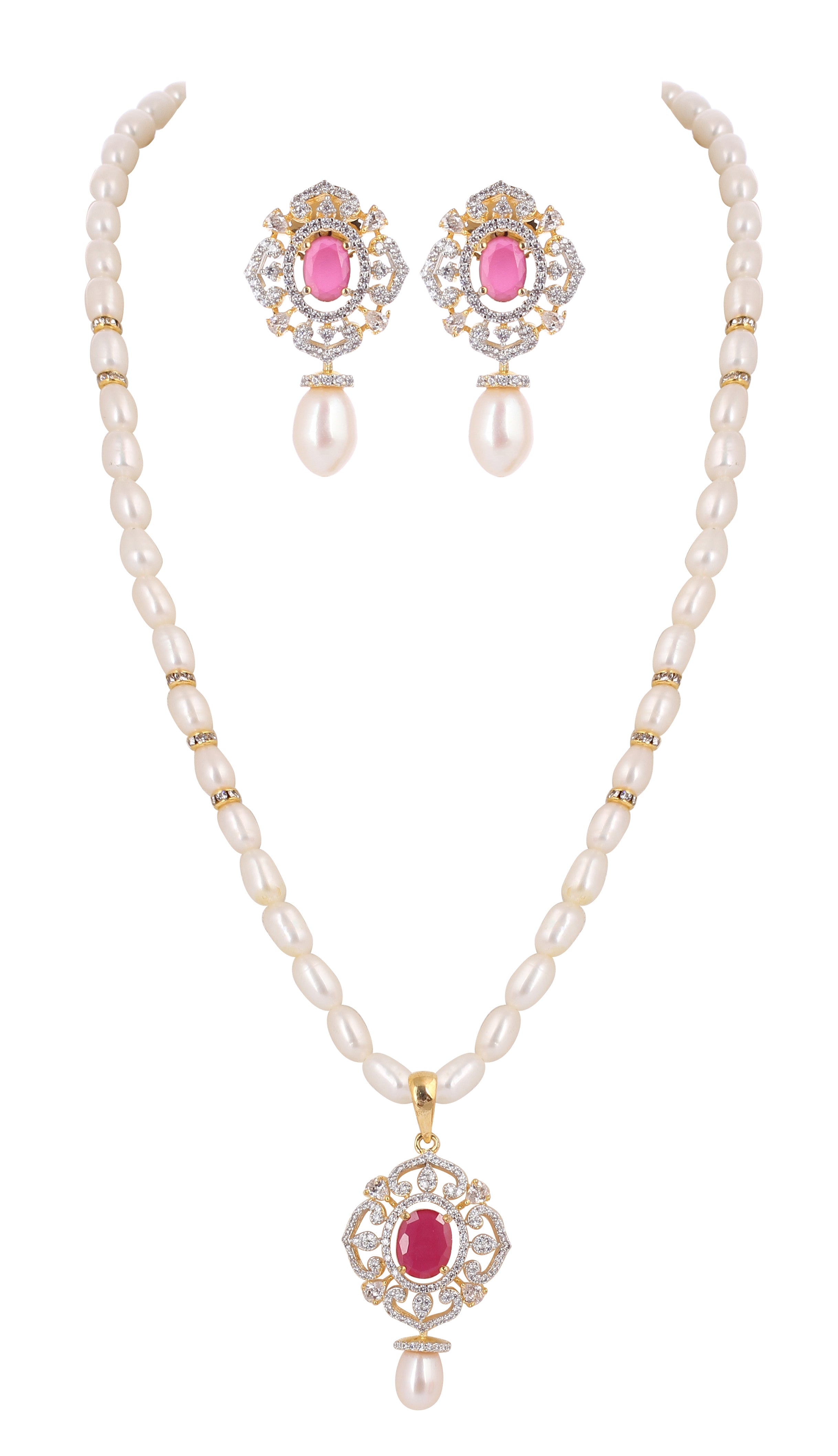 Real Natural Fresh Water Single String Pearls Set For Women With Certificate