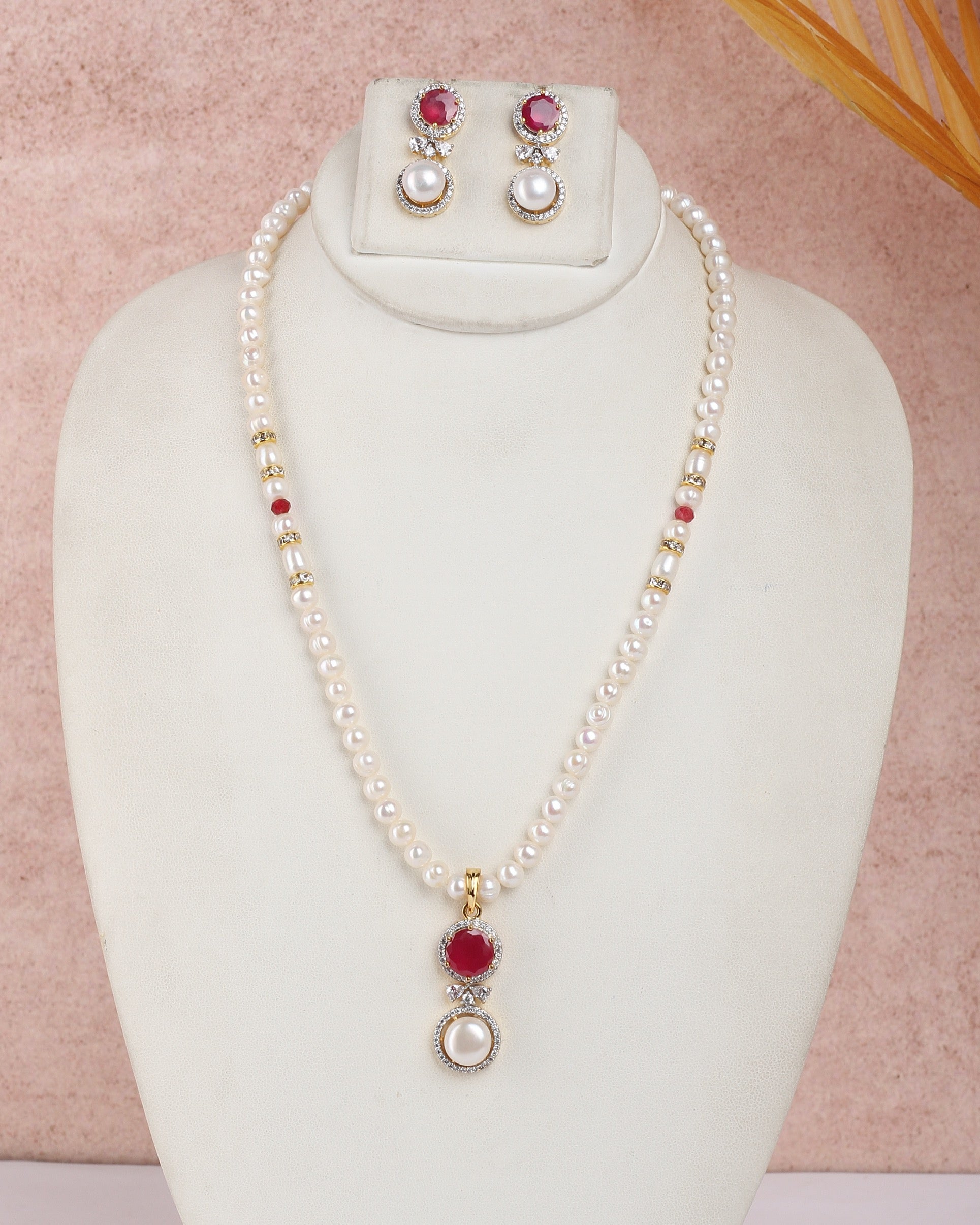 Real Natural Fresh Water Single String Pearls Set For Women With Certificate(D.No ADPRLS2208)