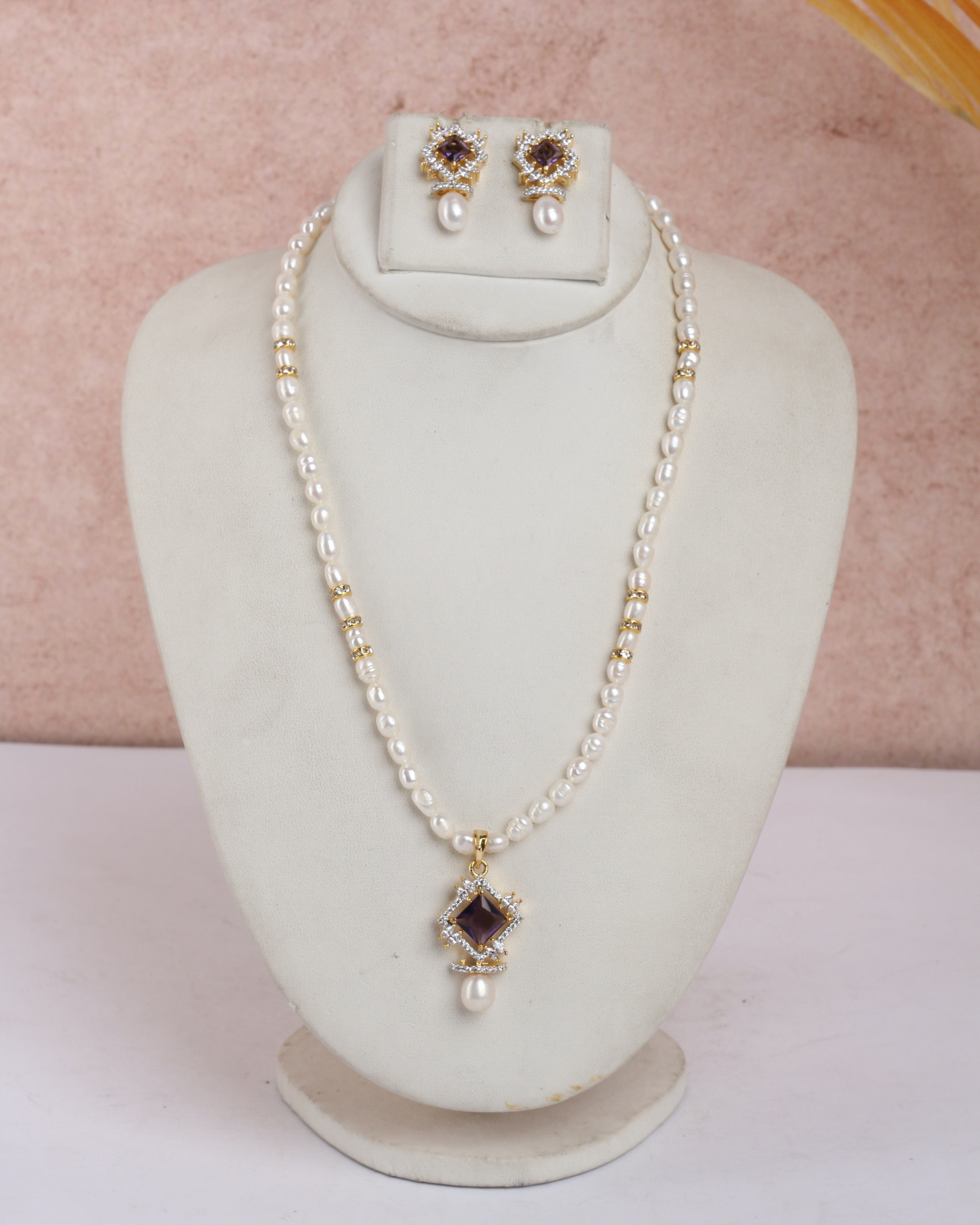Real Natural Fresh Water Single String Pearls Set For Women With Certificate(D.No ADPRLS2223)