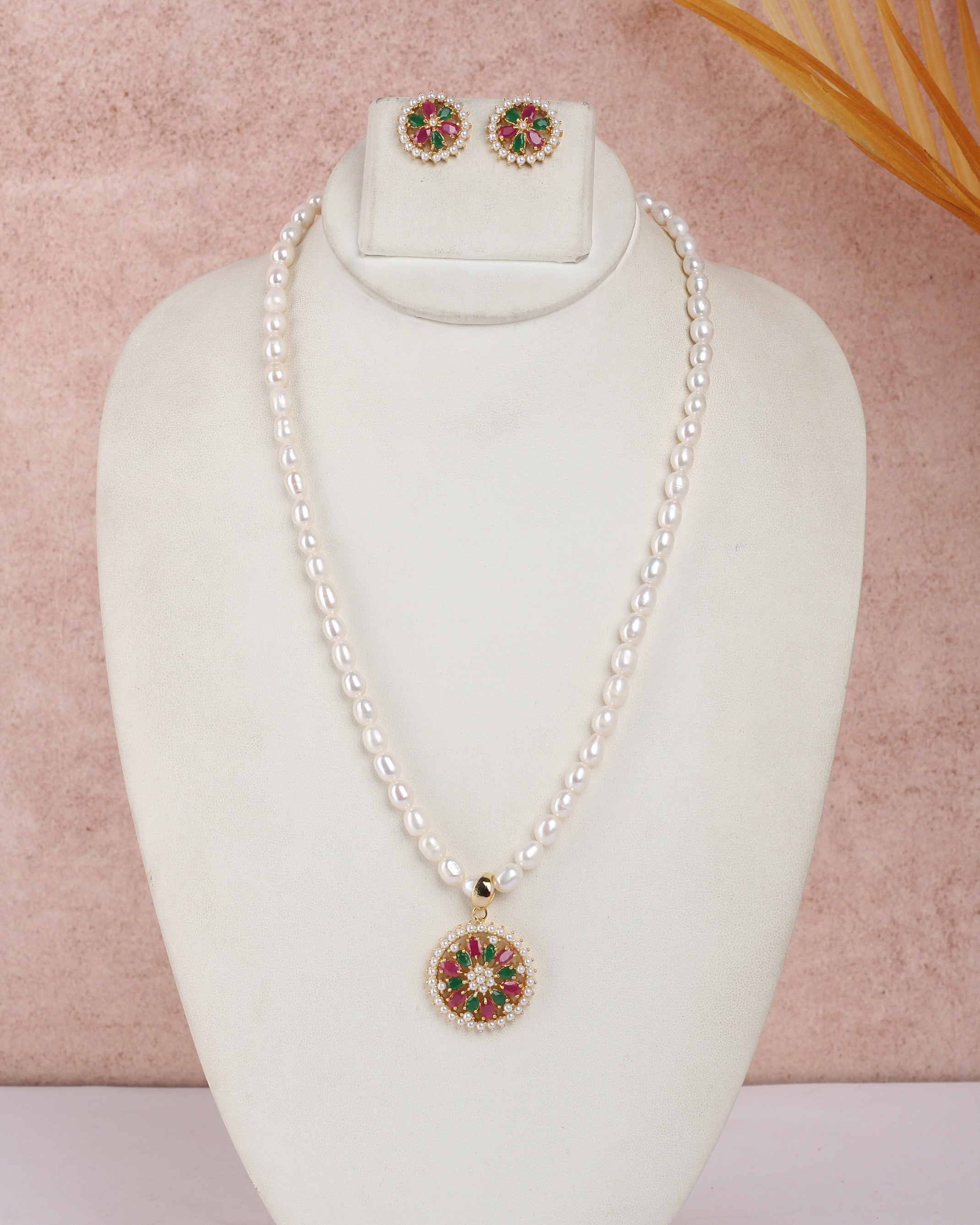 Real Natural Fresh Water Single String Pearls Set For Women With Certificate(D.No ADPRLS2256)