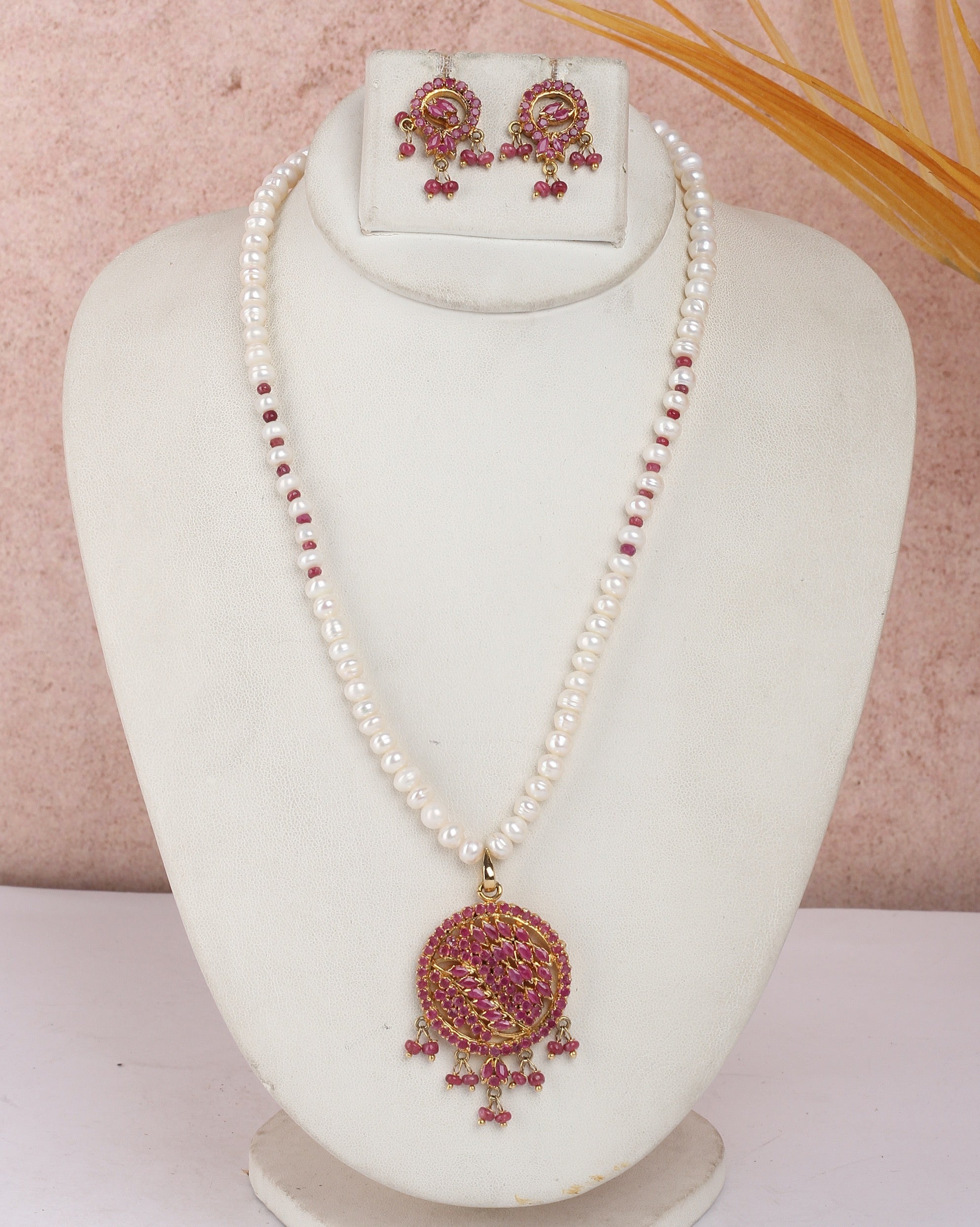 Real Natural Fresh Water Single String Pearls Set For Women With Certificate(D.No ADPRLS2291)