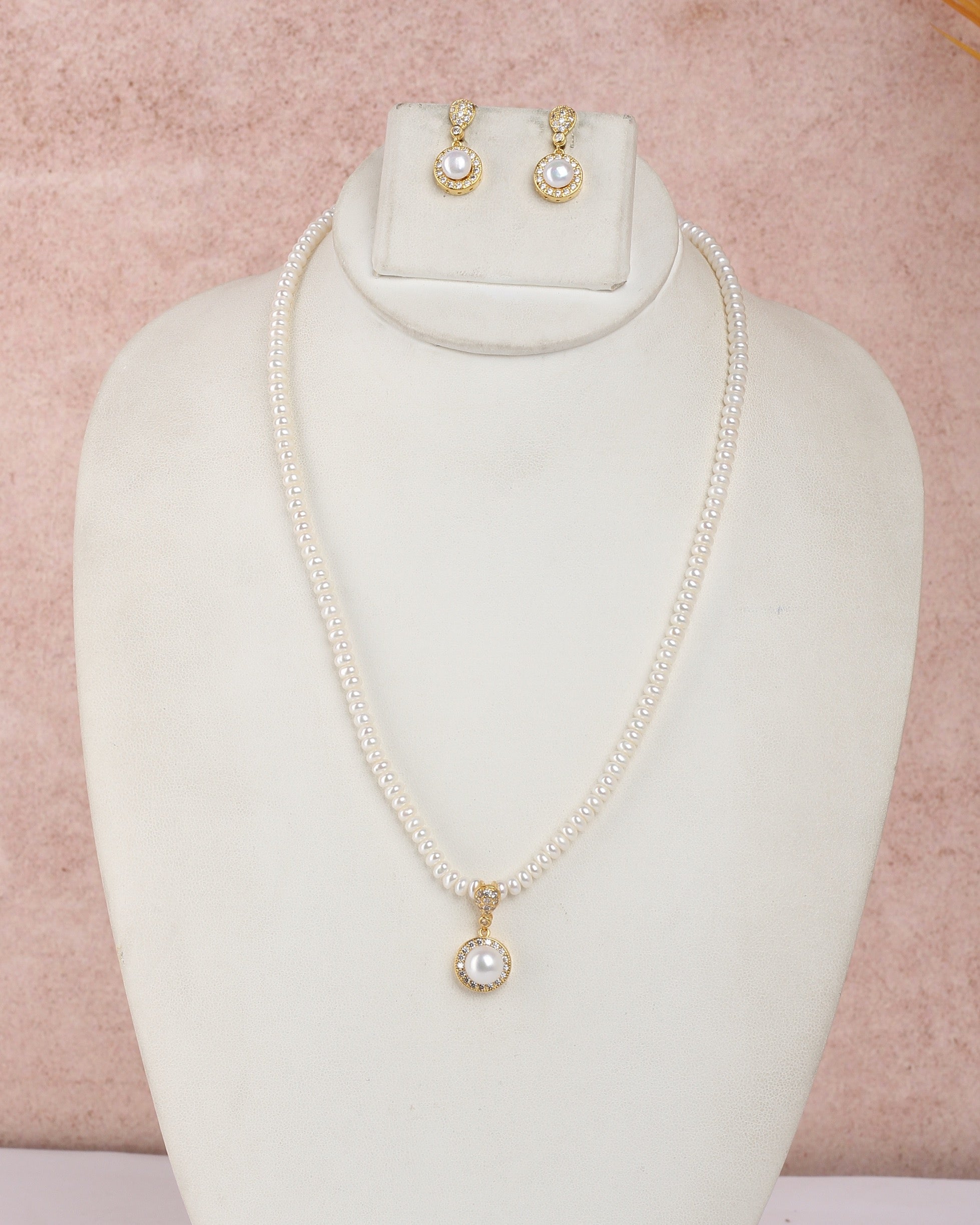 Real Natural Fresh Water Single String Small Size Pearls Set For Women With Certificate(D.No ADPRLS2328)