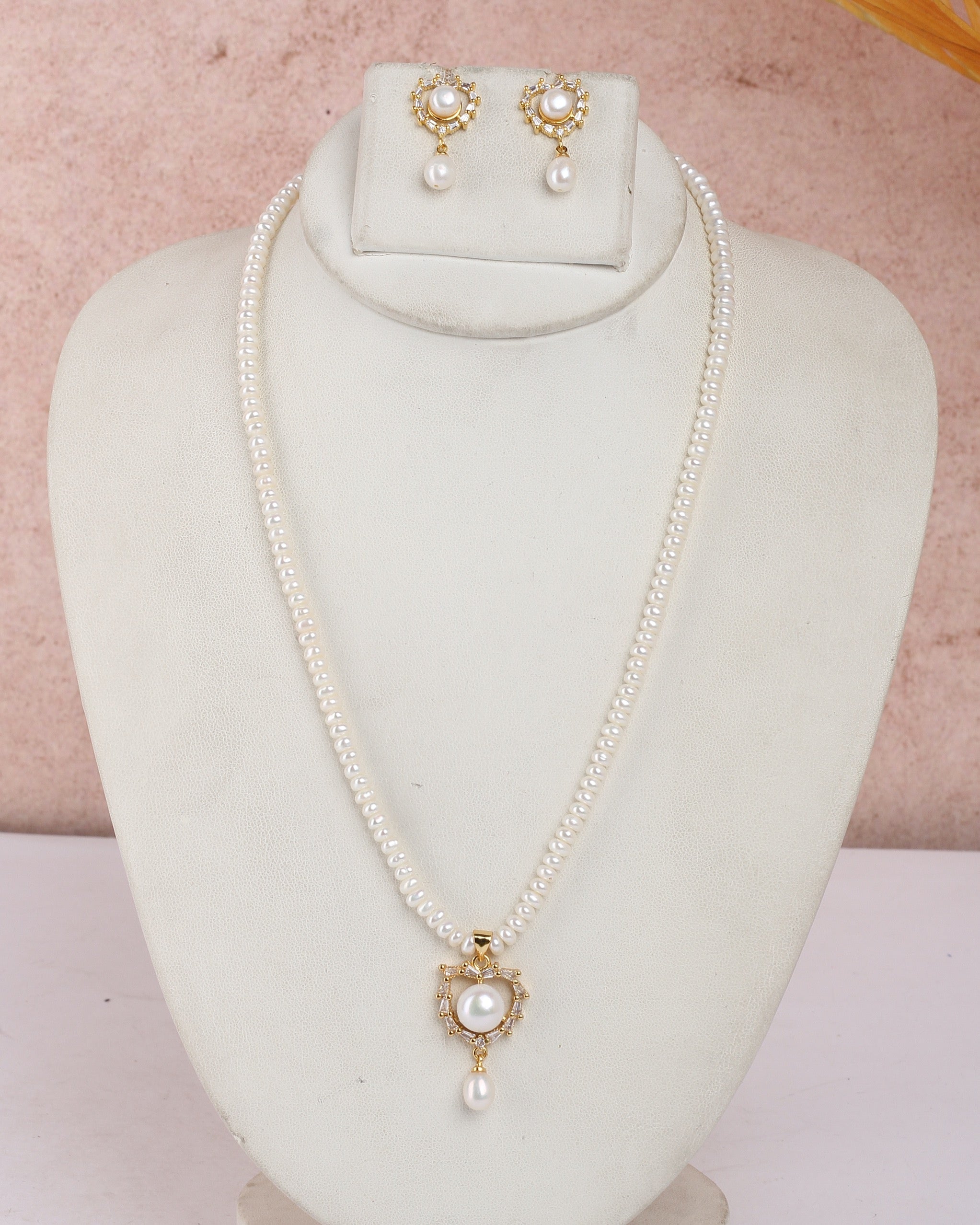 Real Natural Fresh Water Single String Small Size Pearls Set For Women With Certificate(D.No ADPRLS2329)