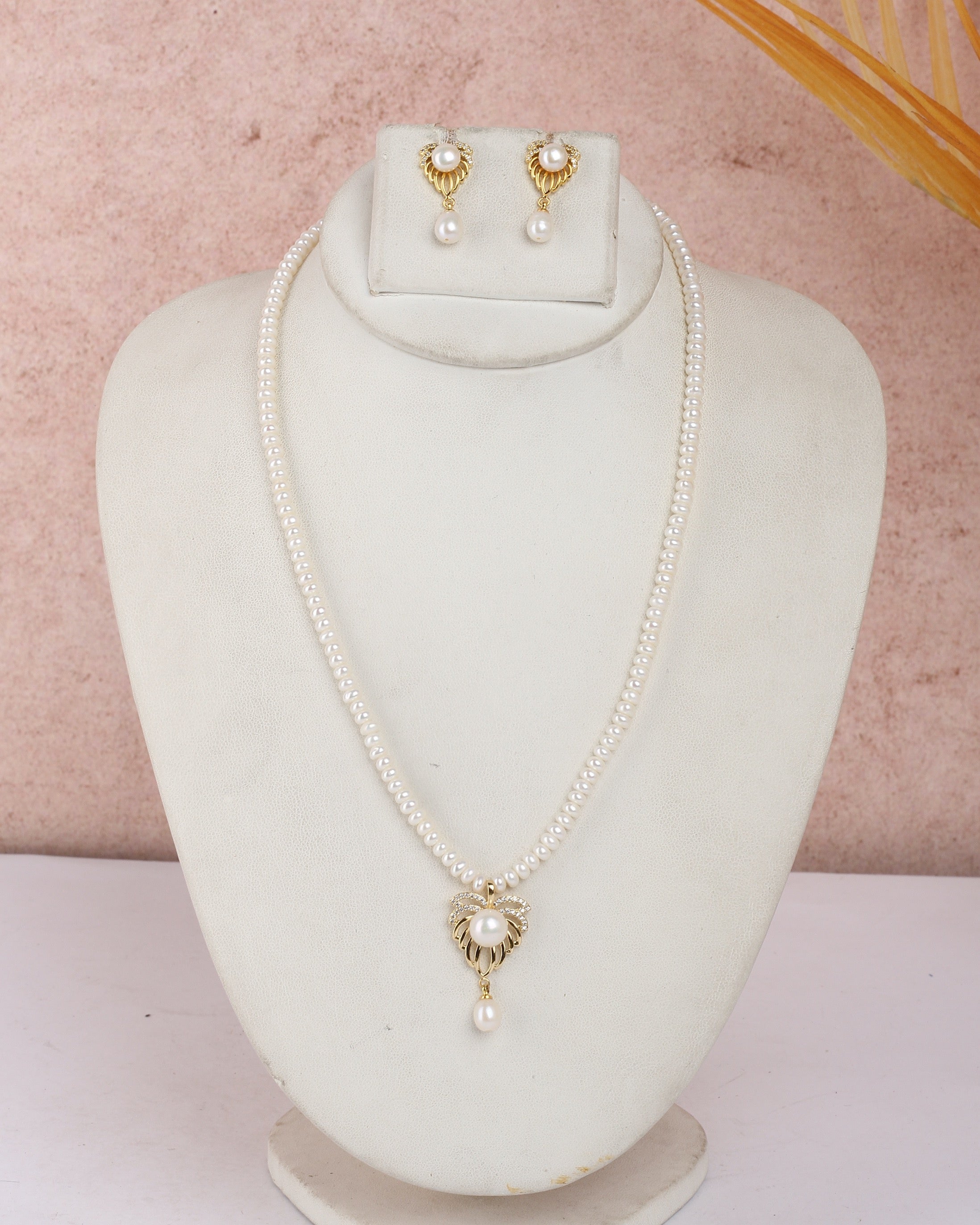 Real Natural Fresh Water Single String Small Size Pearls Set For Women With Certificate(D.No ADPRLS2331)