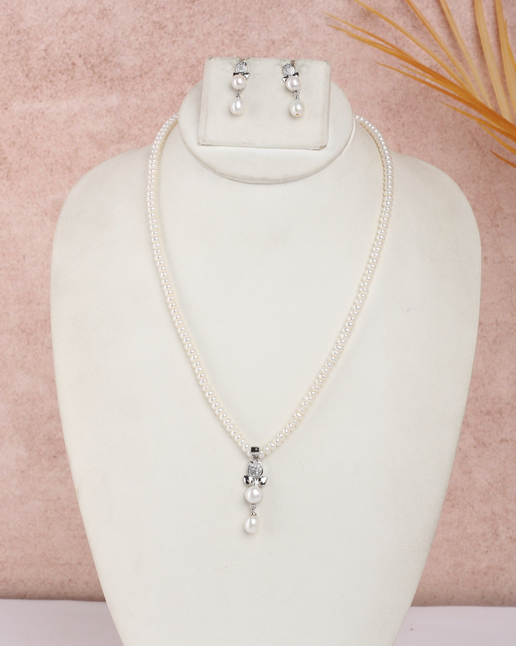 Real Natural Fresh Water Single String Small Size Pearls Set For Women With Certificate(D.No ADPRLS2334)