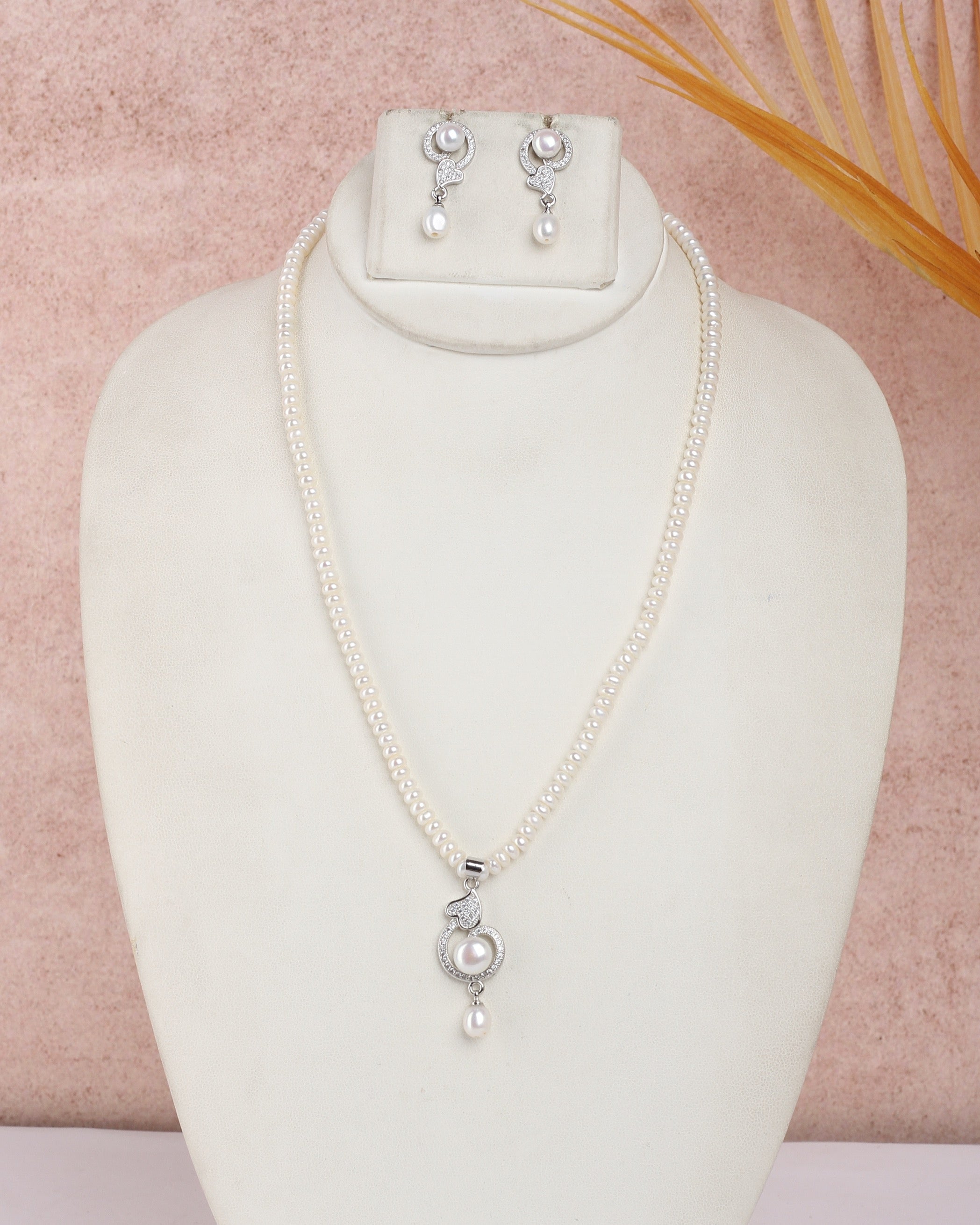 Real Natural Fresh Water Single String Small Size Pearls Set For Women With Certificate(D.No ADPRLS2336)