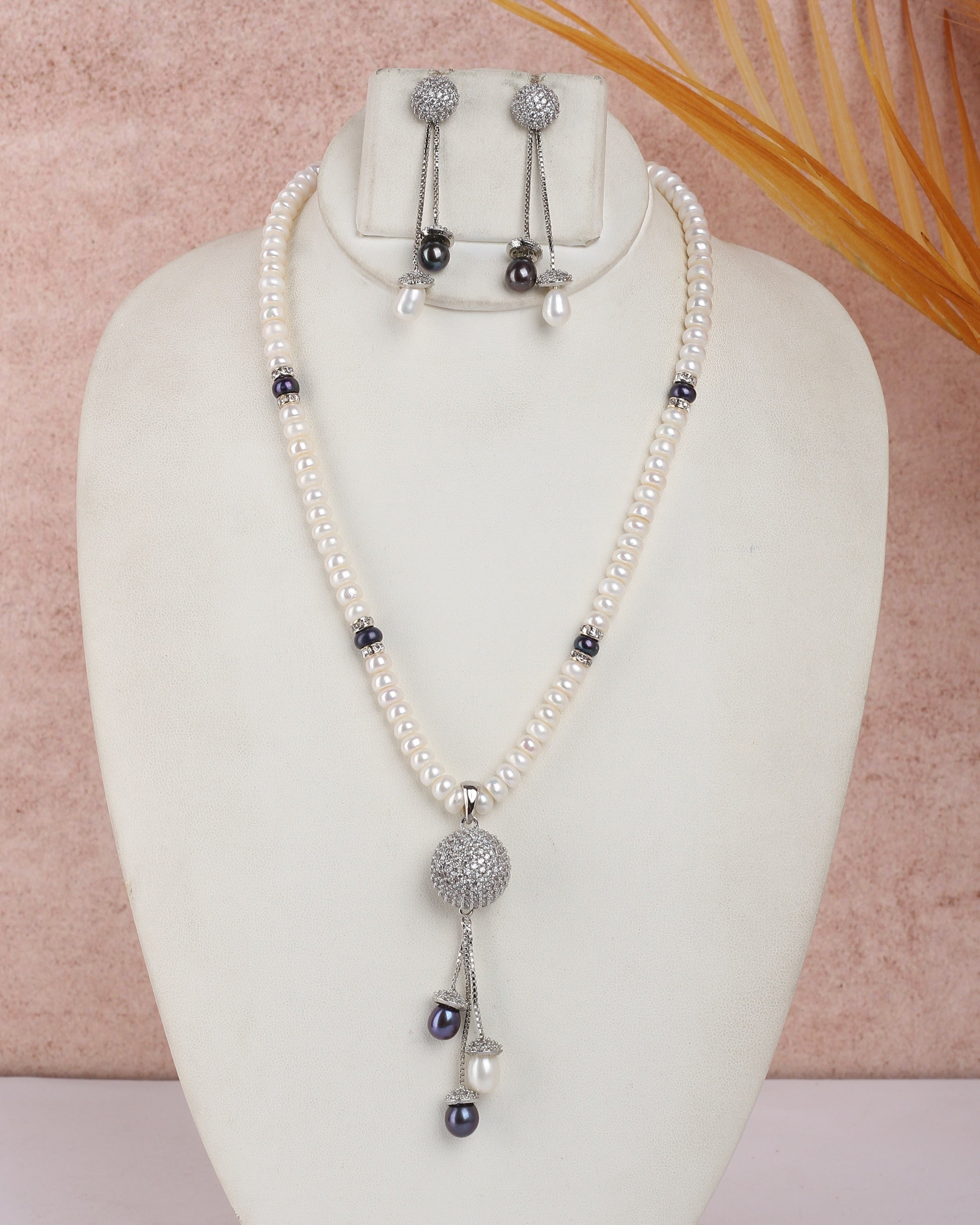 Real Natural Fresh Water Single String Pearls Set For Women With Certificate(D.No ADPRLS2352)