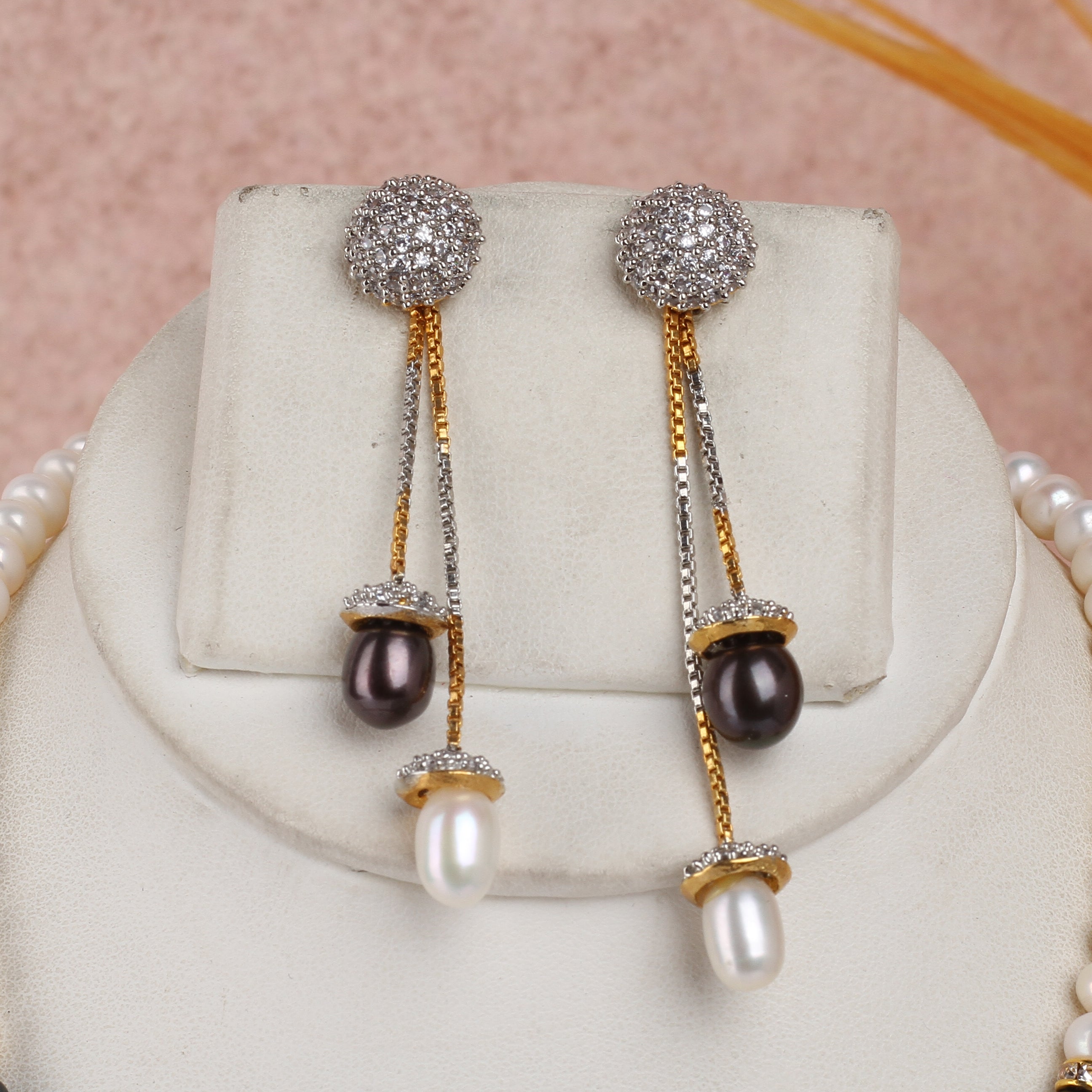 Real Natural Fresh Water Single String Pearls Set For Women With Certificate(D.No ADPRLS2353)