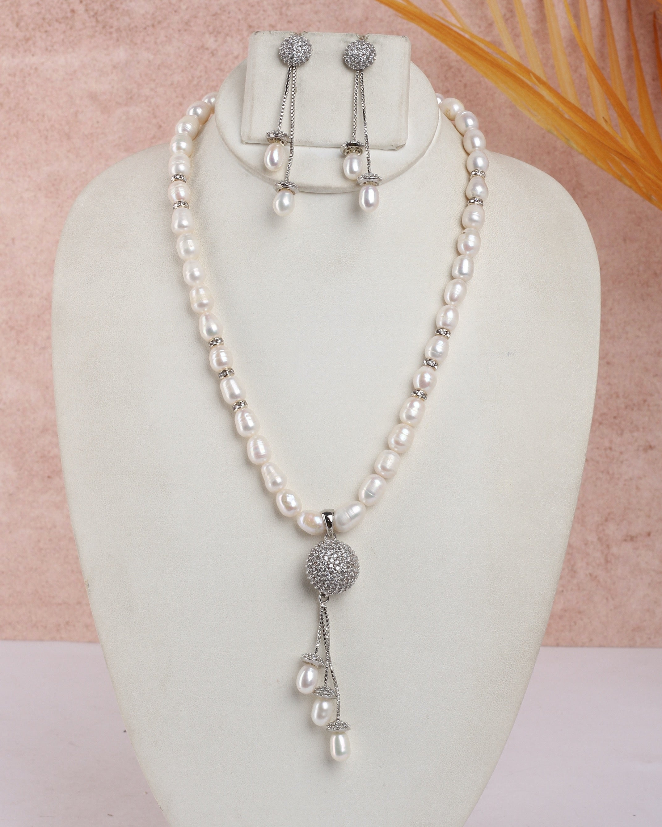 Real Natural Fresh Water Single String Pearls Set For Women With Certificate(D.No ADPRLS2355)