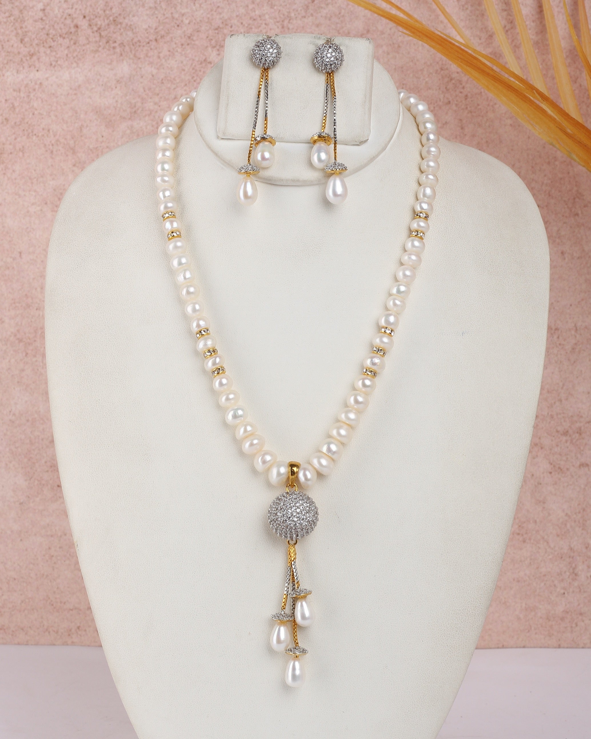 Real Natural Fresh Water Single String Pearls Set For Women With Certificate(D.No ADPRLS2356)