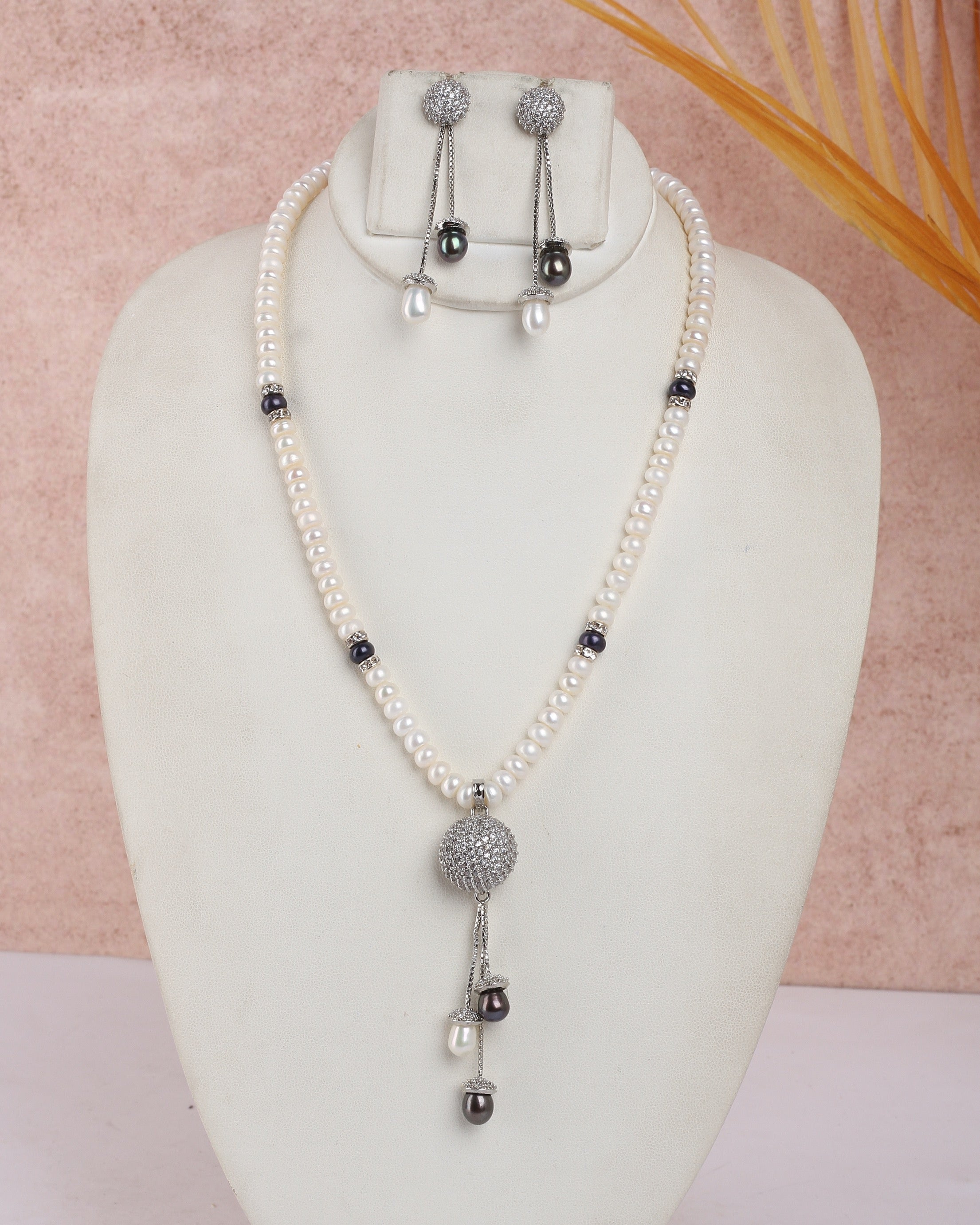 Real Natural Fresh Water Single String Pearls Set For Women With Certificate(D.No ADPRLS2360)