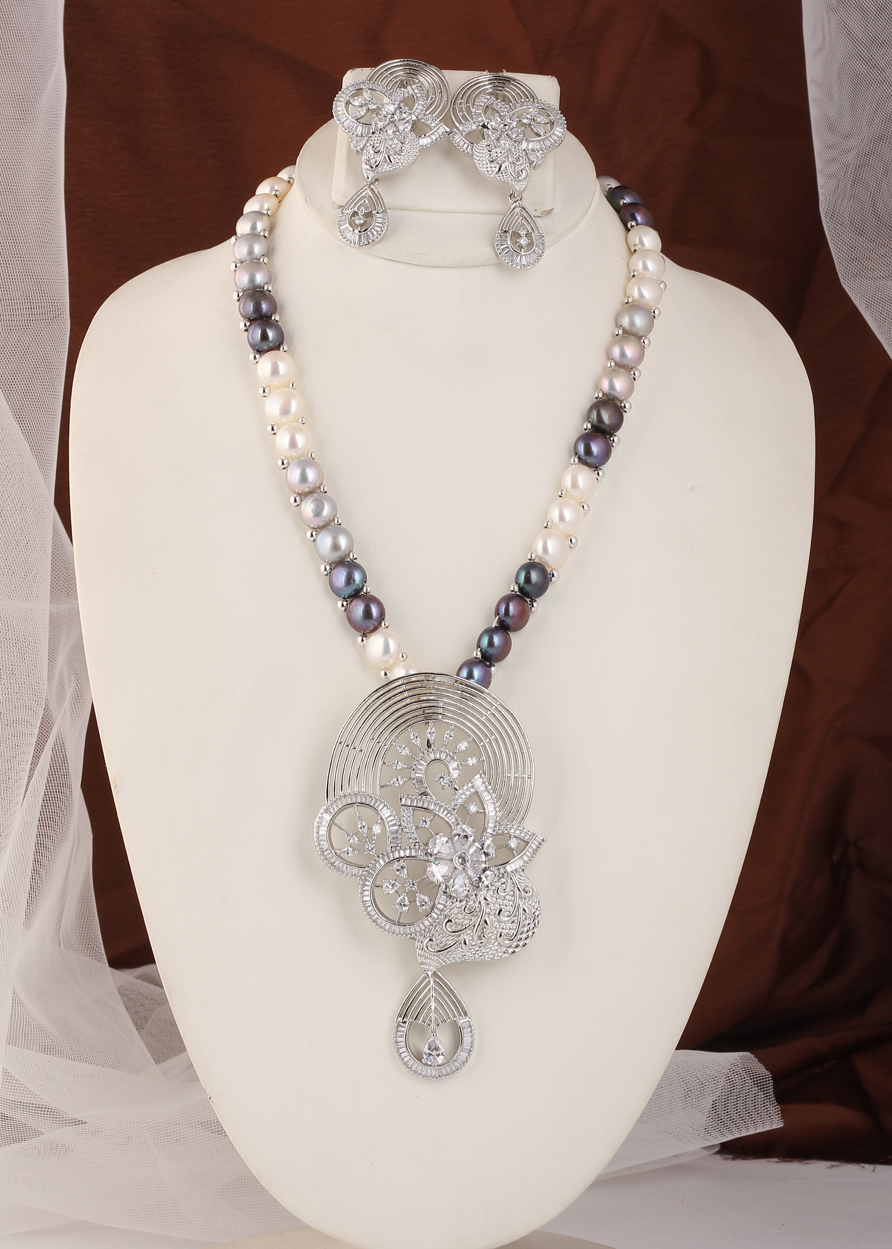 Authentic Real Natural Fresh water Button Pearl Set – With Certificate (D.No ADPRLS2447)