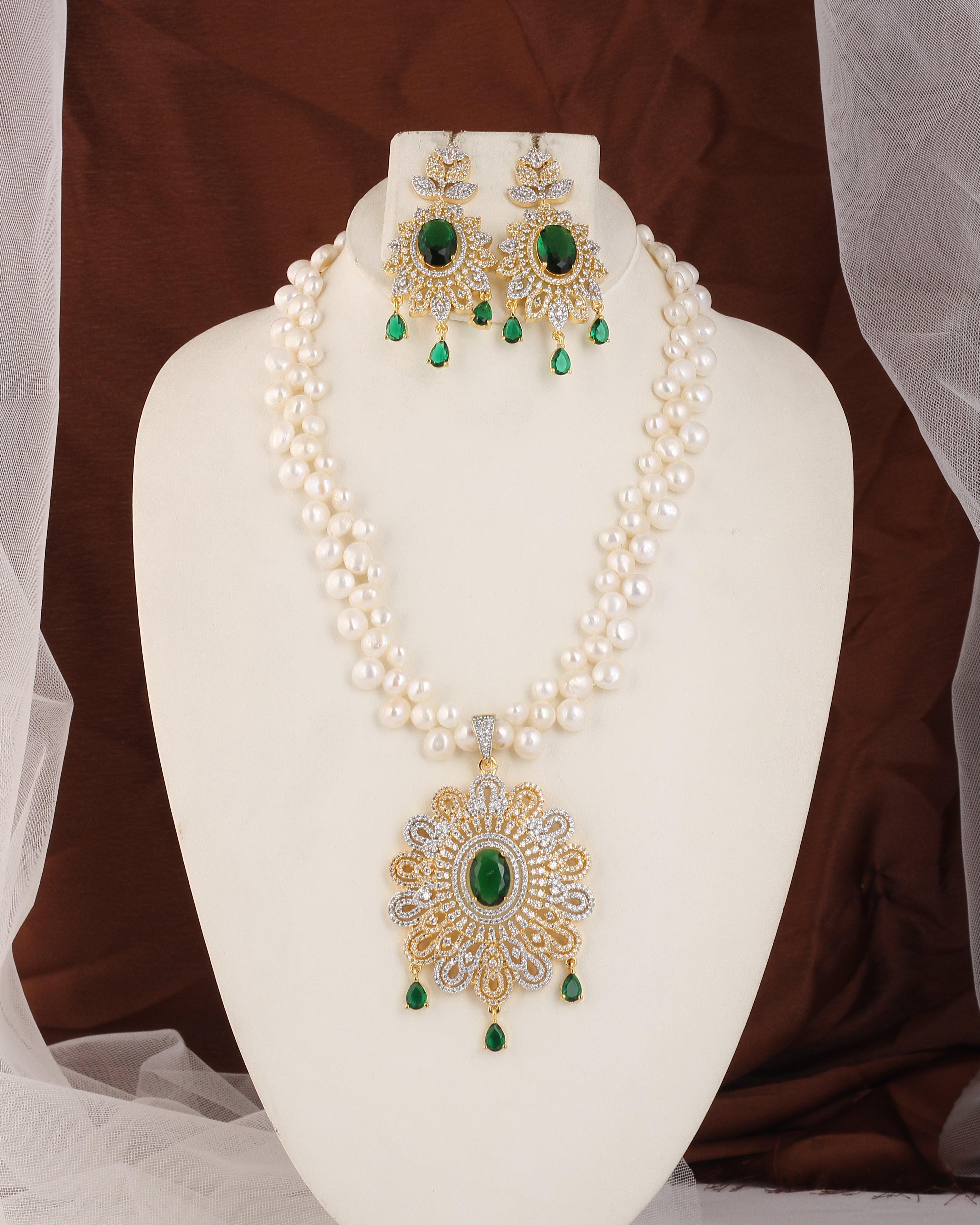 Authentic Real Natural Fresh water Button Pearl Set – With Certificate (D.No ADPRLS2451)