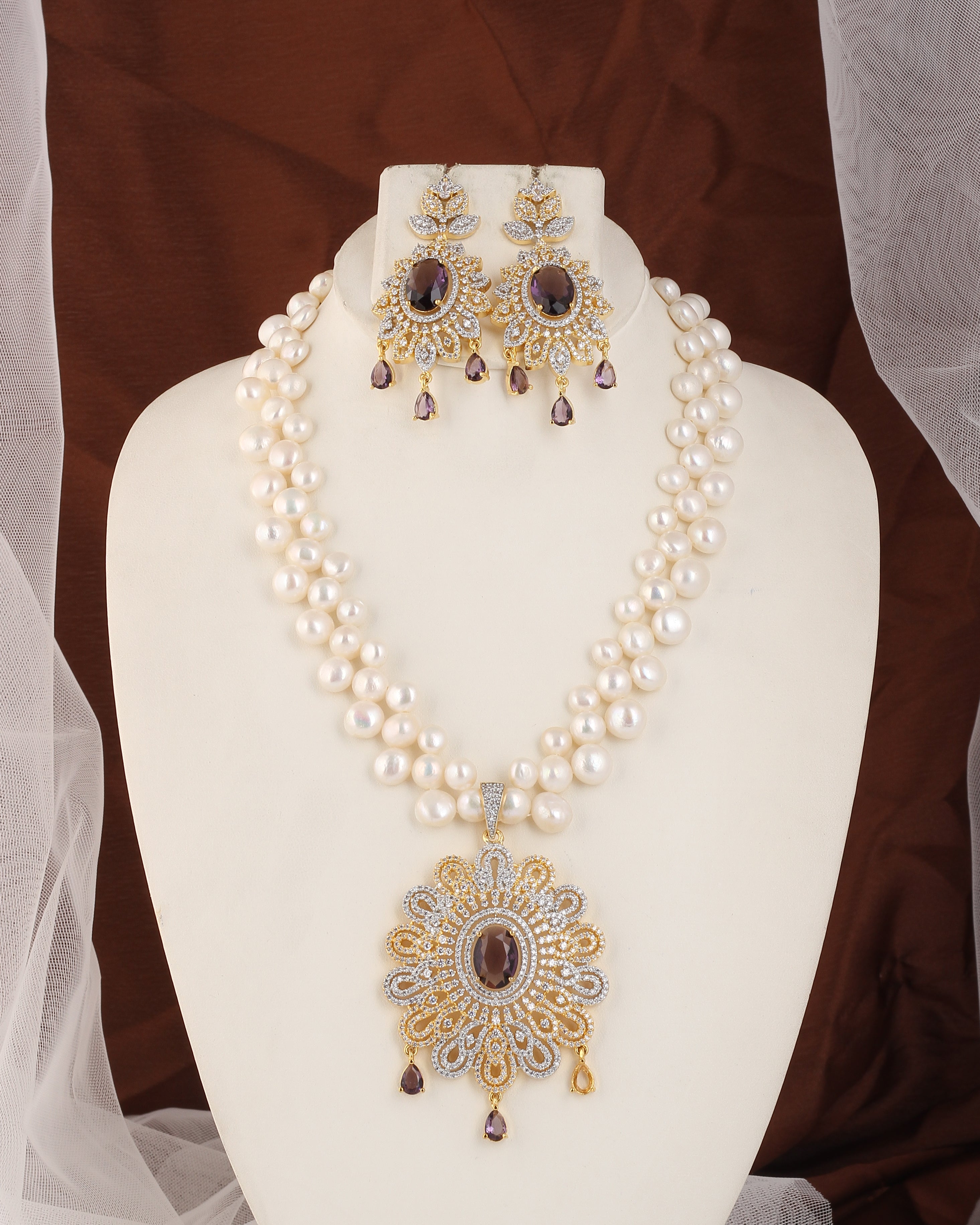 Authentic Real Natural Fresh water Button Pearl Set – With Certificate (D.No ADPRLS2452)