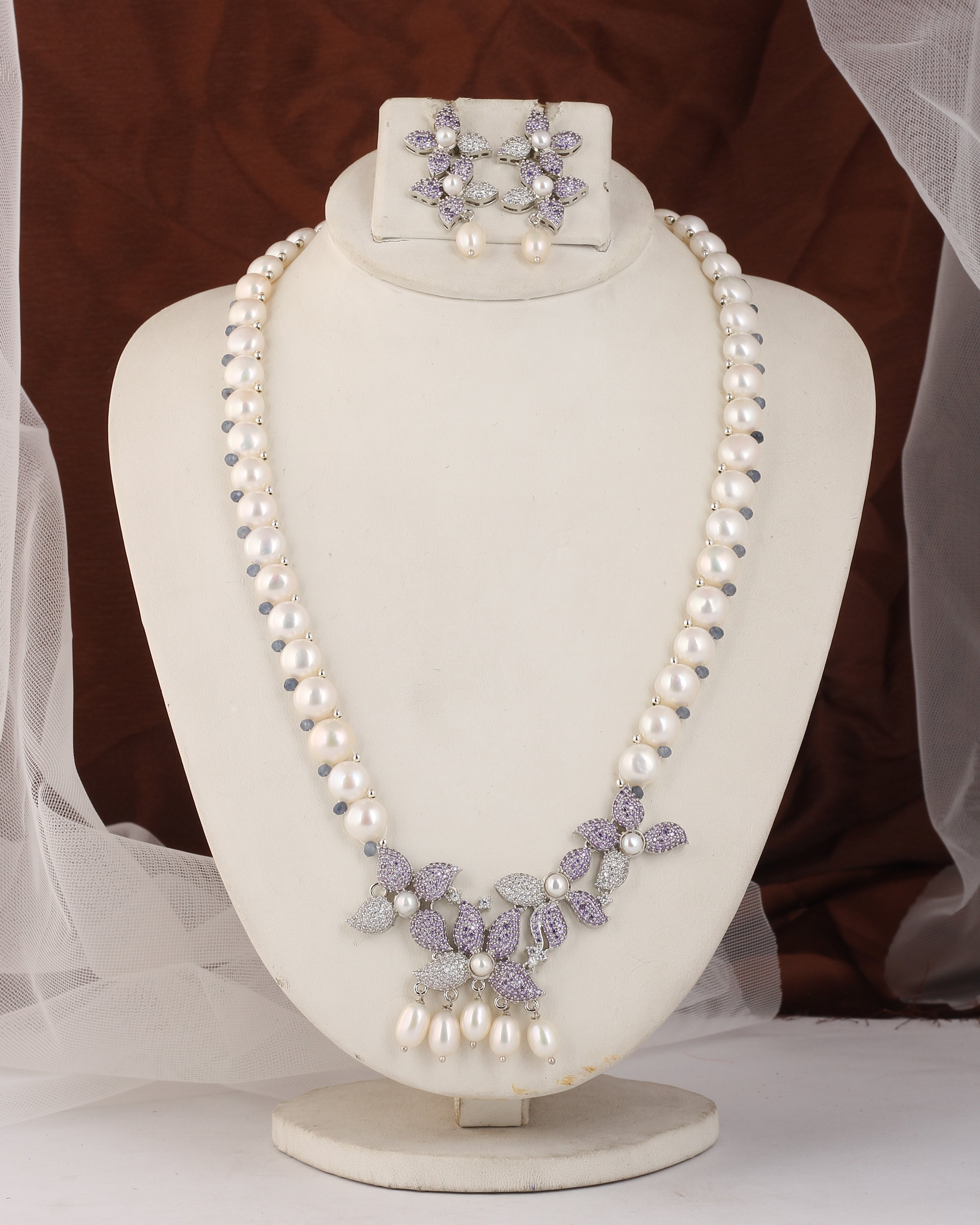 Authentic Real Natural Fresh water Button Pearl Set – With Certificate (D.No ADPRLS2482)
