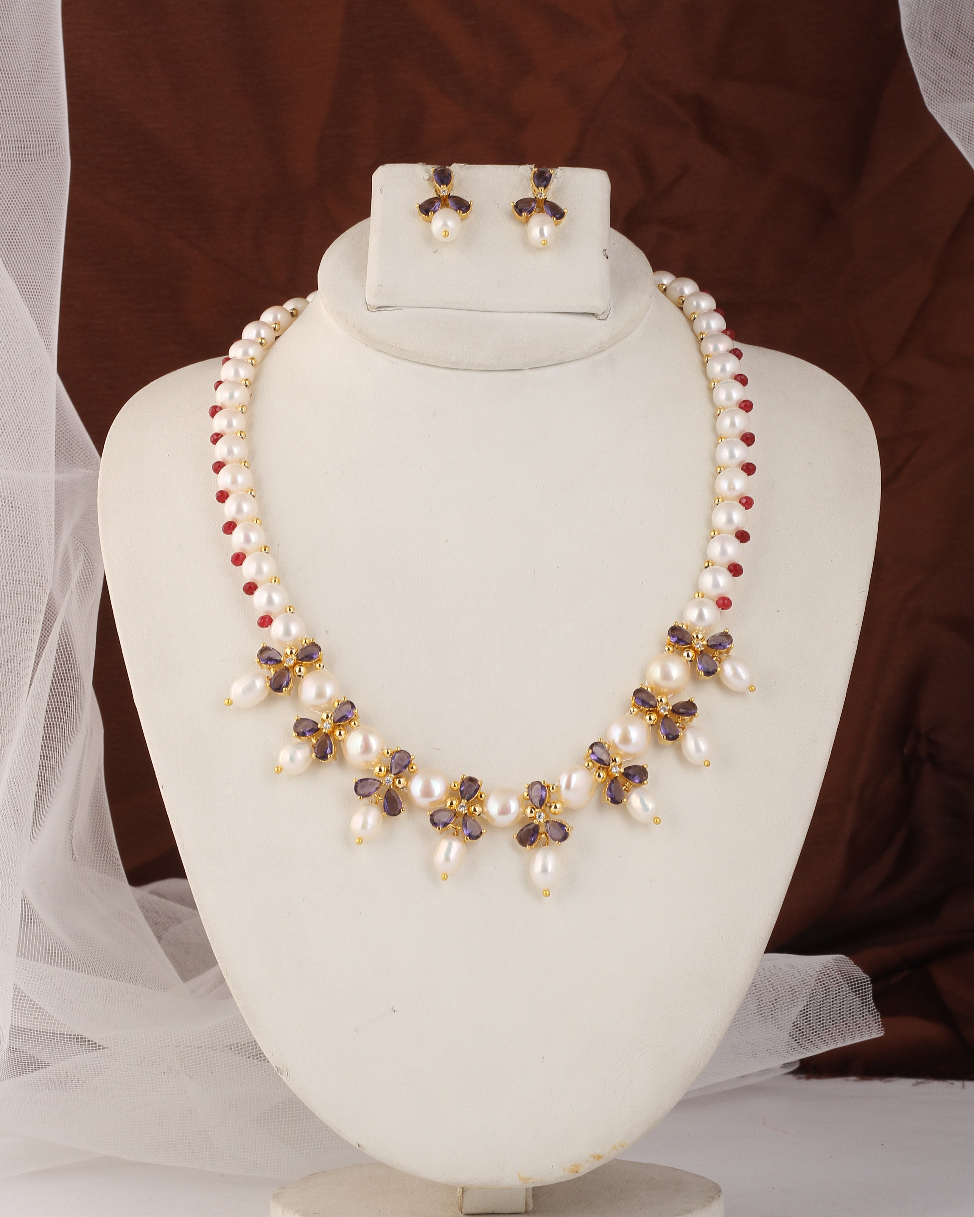 Authentic Real Natural Fresh water Button Pearl Set – With Certificate (D.No ADPRLS2492)