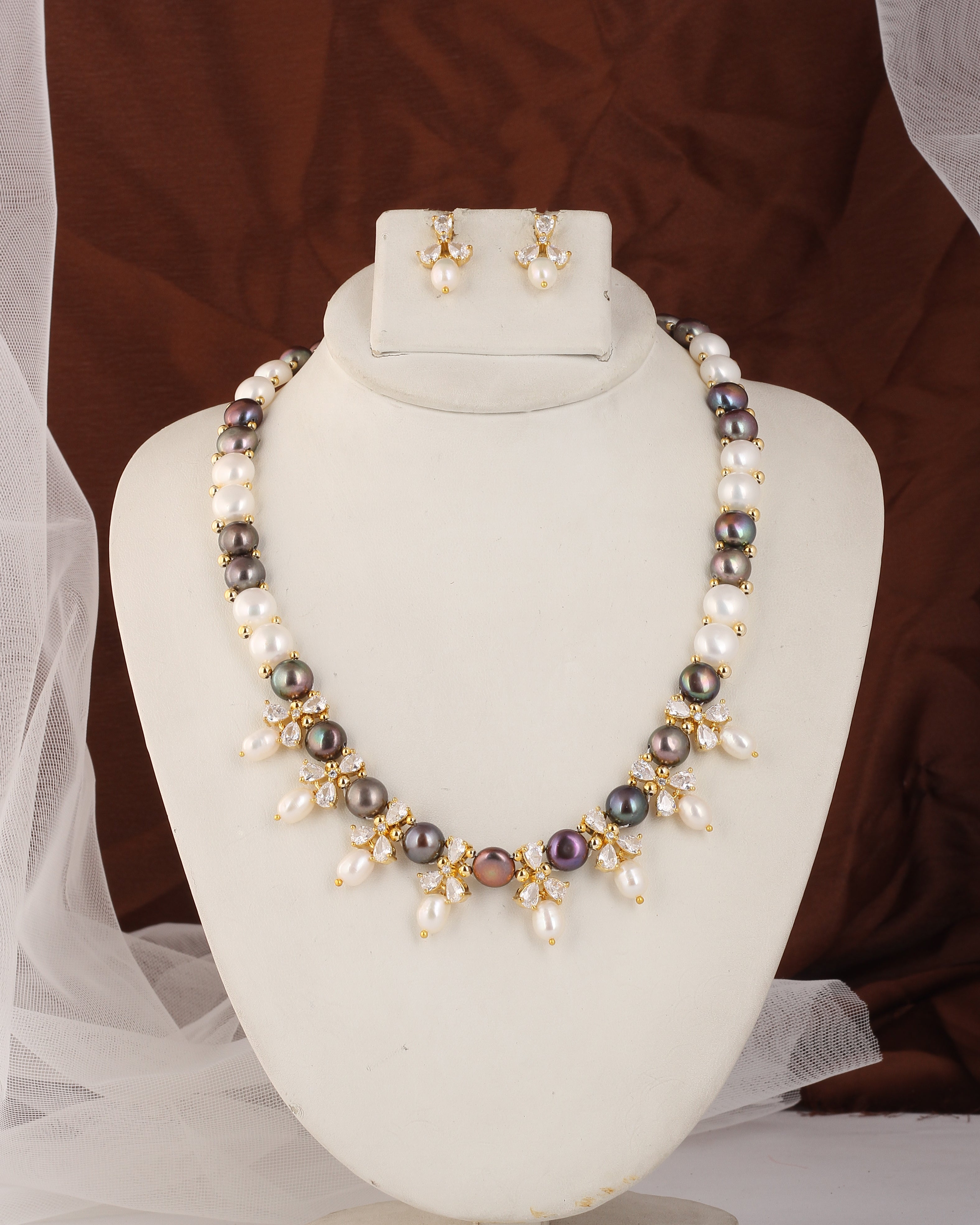 Authentic Real Natural Fresh water Button Pearl Set – With Certificate (D.No ADPRLS2495)