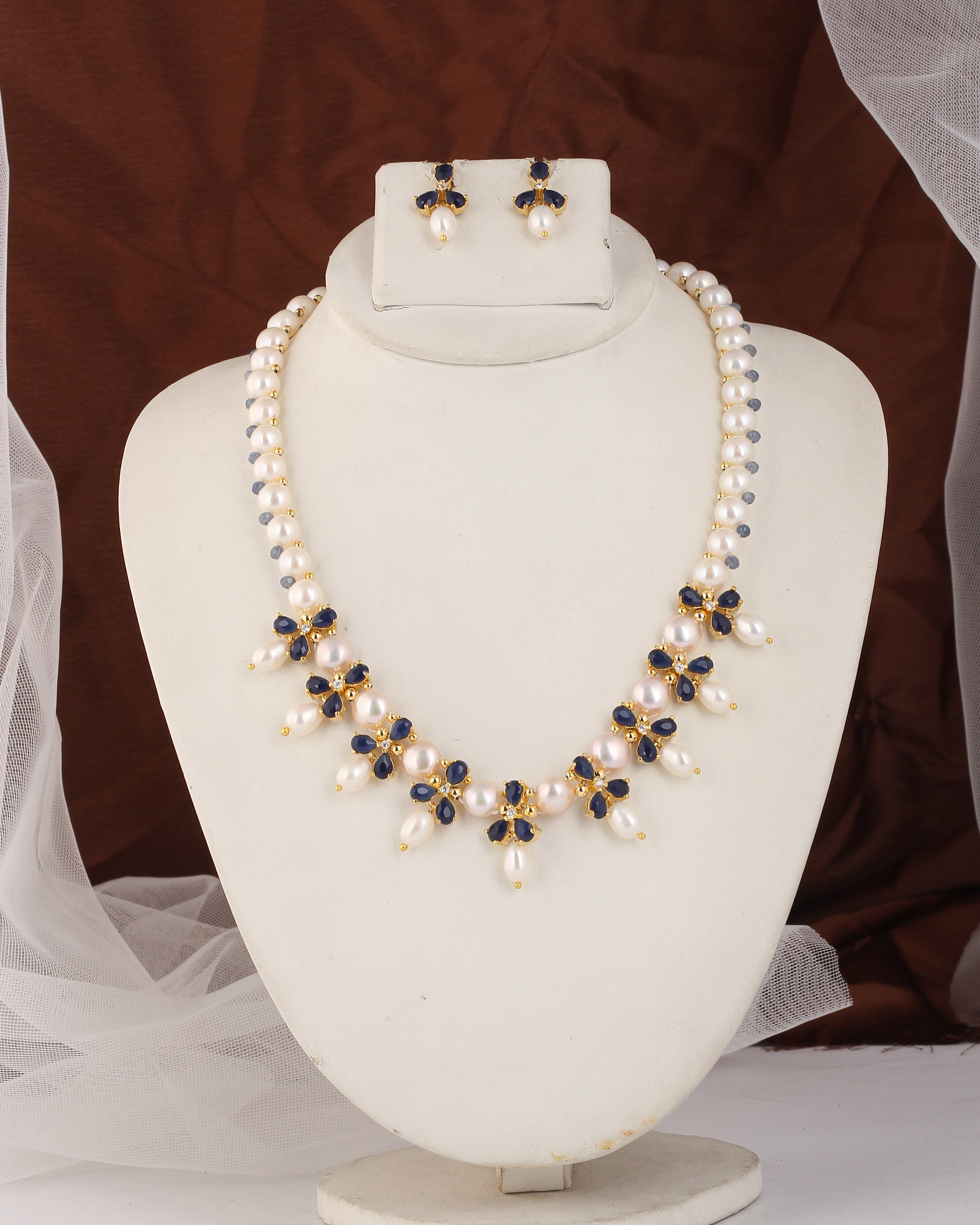 Authentic Real Natural Fresh water Button Pearl Set – With Certificate (D.No ADPRLS2497)