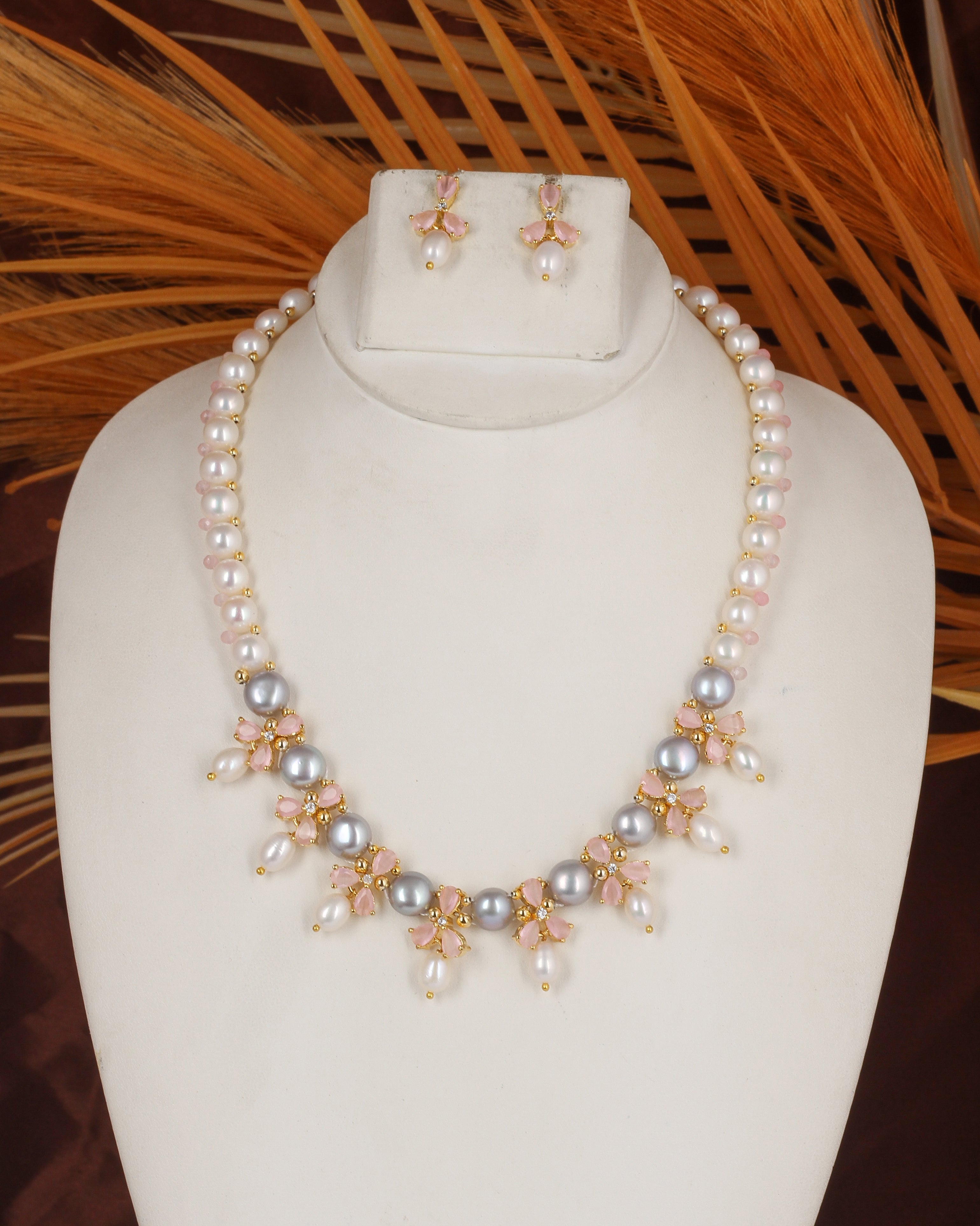 Authentic Real Natural Fresh water Button Pearl Set – With Certificate (D.No ADPRLS2500)