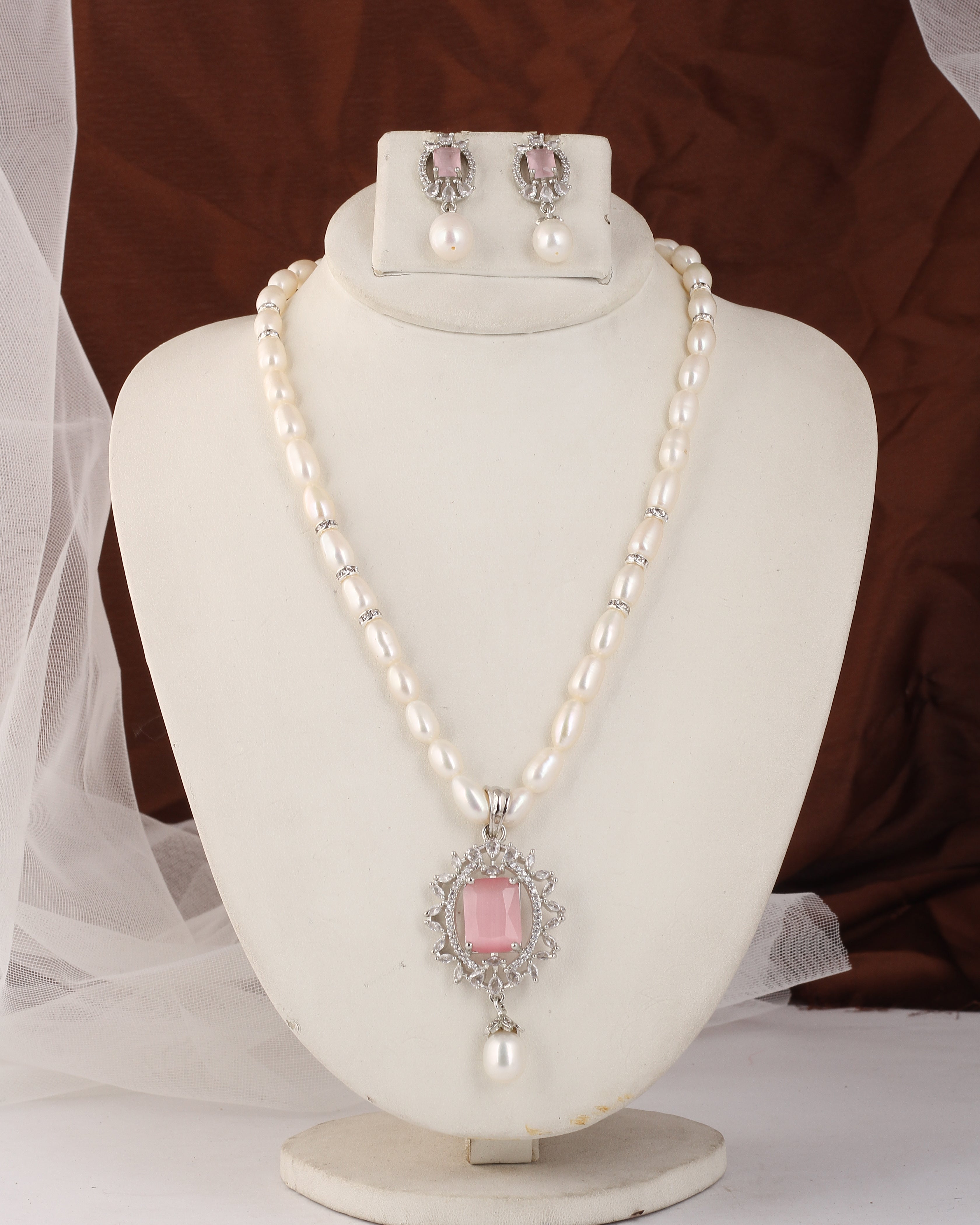 Authentic Real Natural Fresh Water Pearl Set For Women With Certificate(D.No ADPRLS2539)